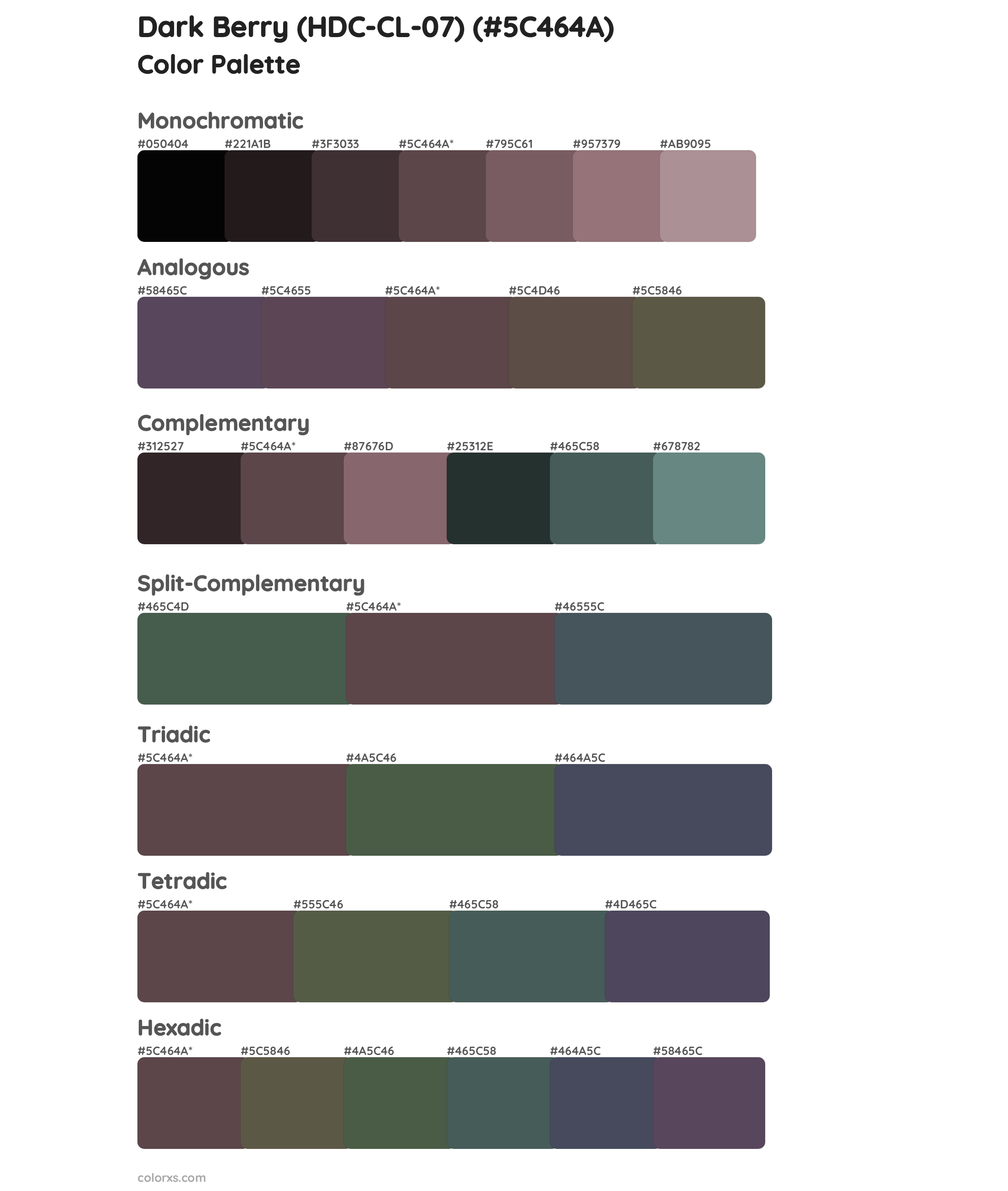 Dark Berry (HDC-CL-07) Color Scheme Palettes