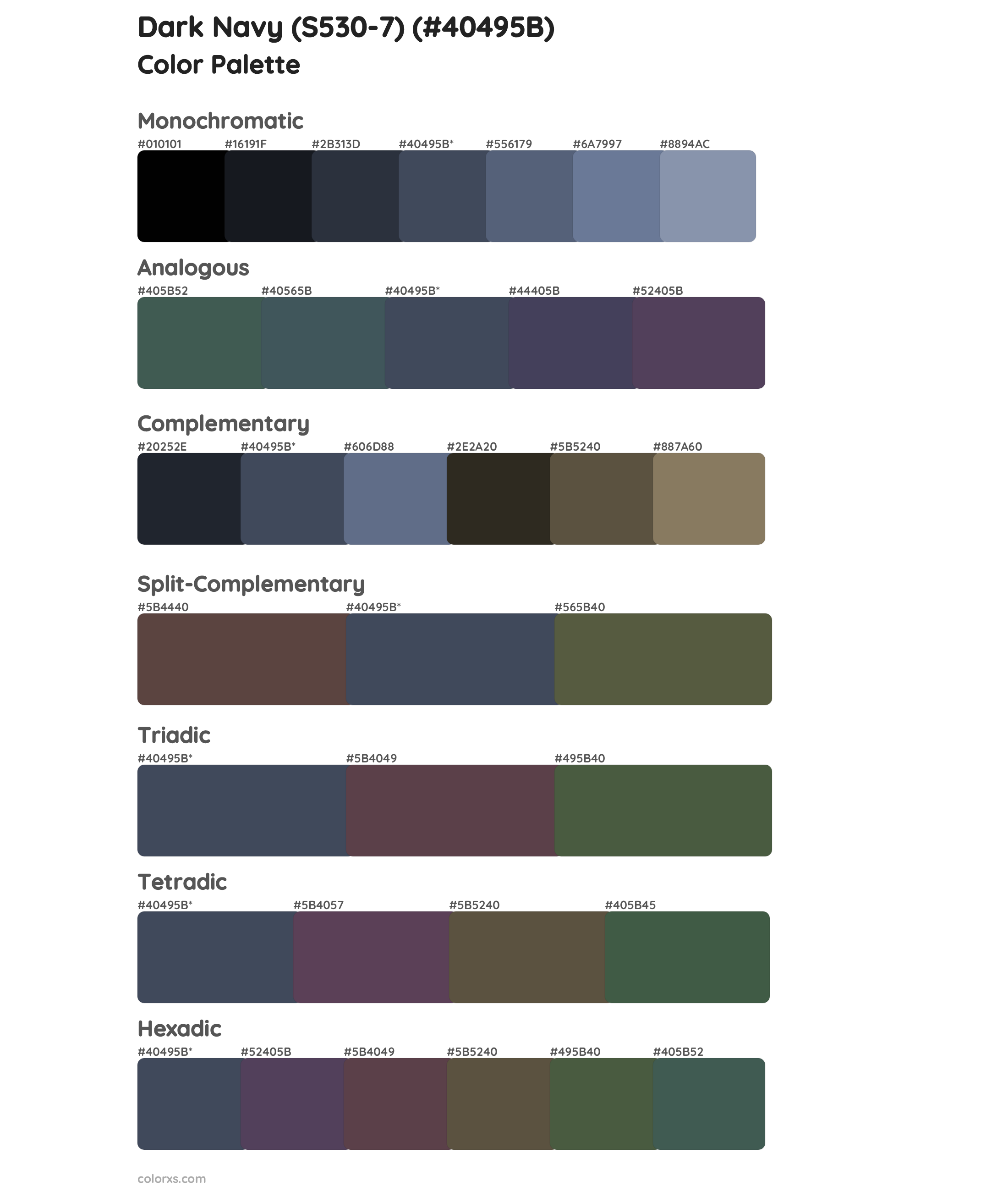 Dark Navy (S530-7) Color Scheme Palettes