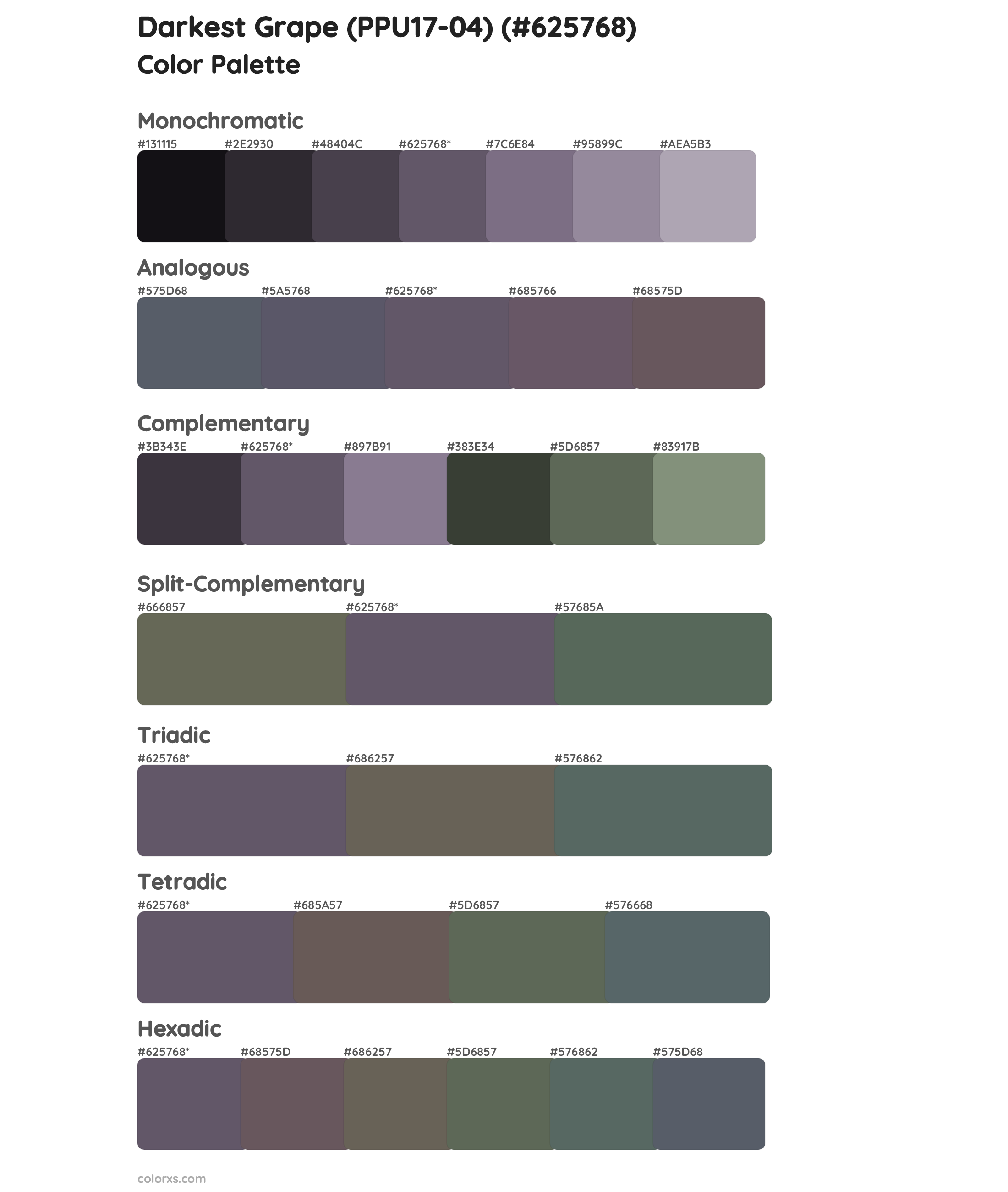 Darkest Grape (PPU17-04) Color Scheme Palettes