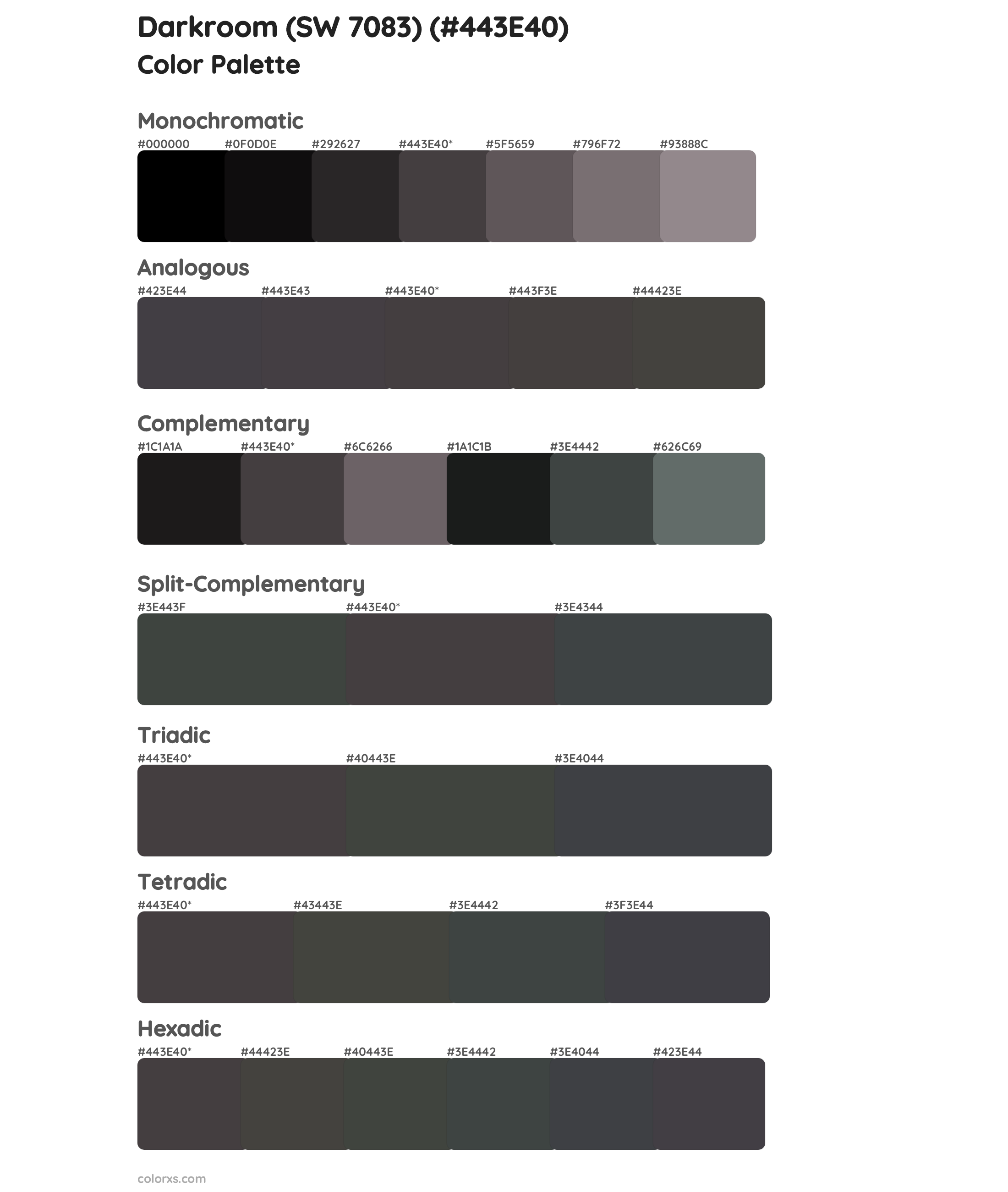 Darkroom (SW 7083) Color Scheme Palettes