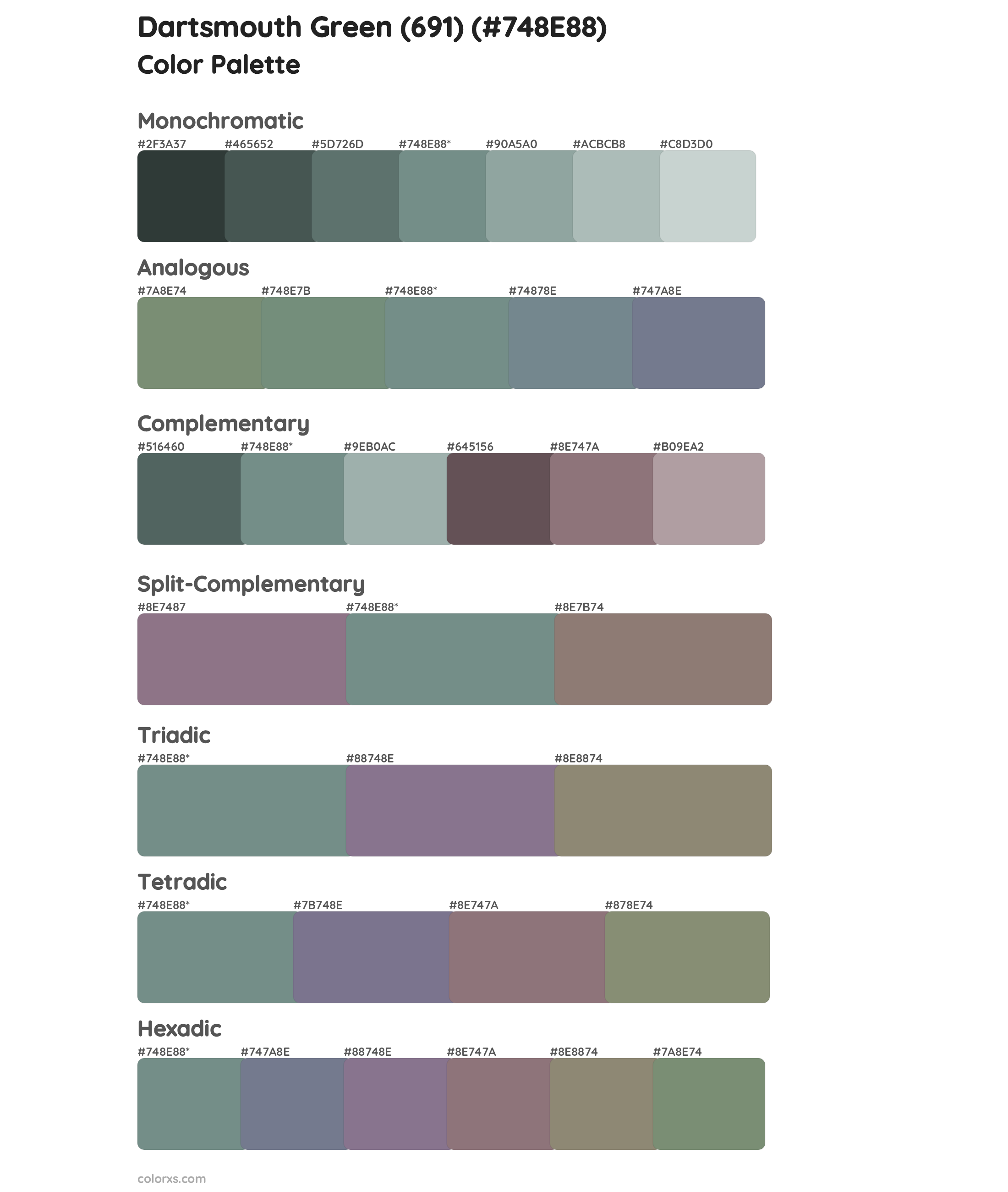 Dartsmouth Green (691) Color Scheme Palettes