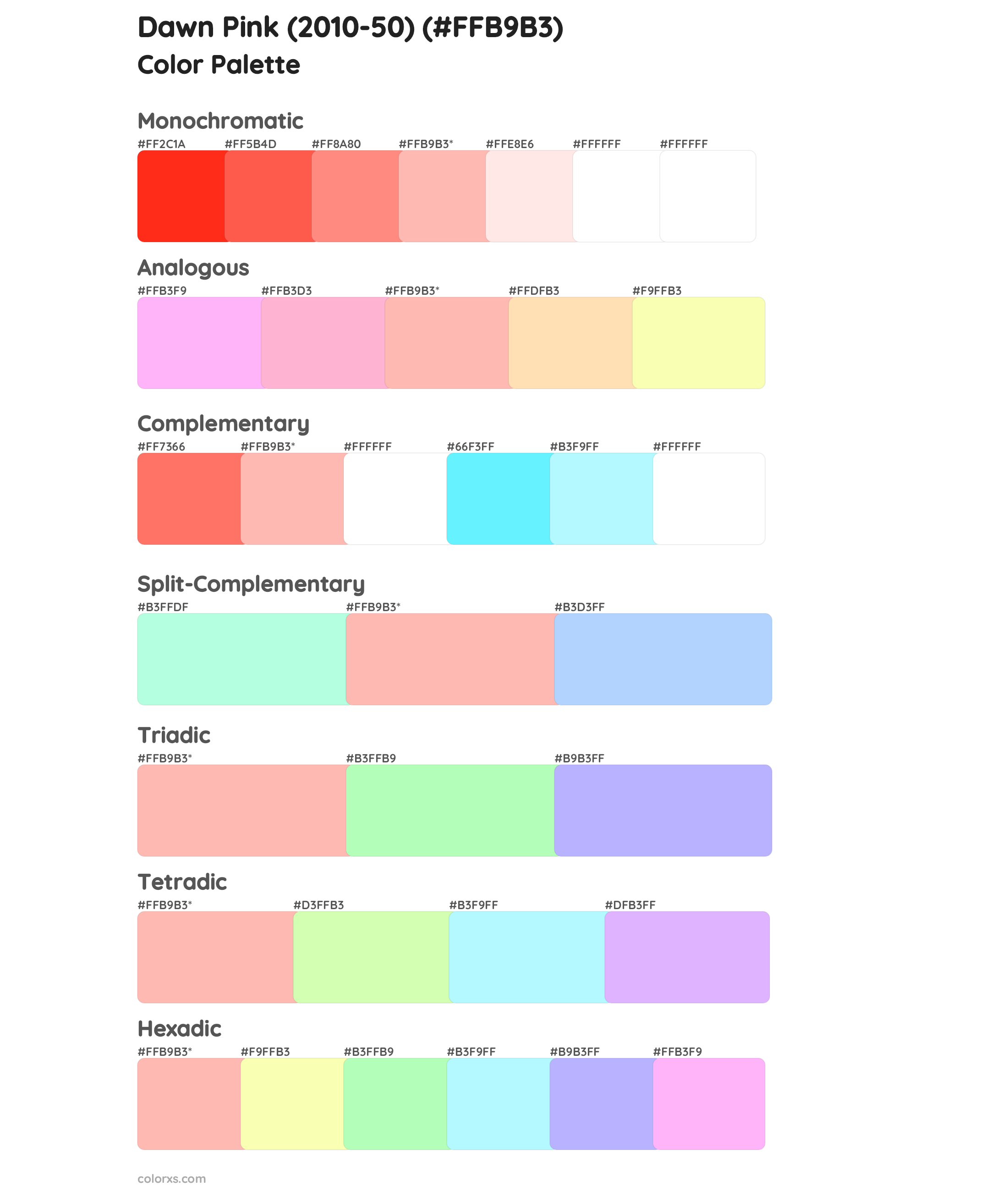 Dawn Pink (2010-50) Color Scheme Palettes