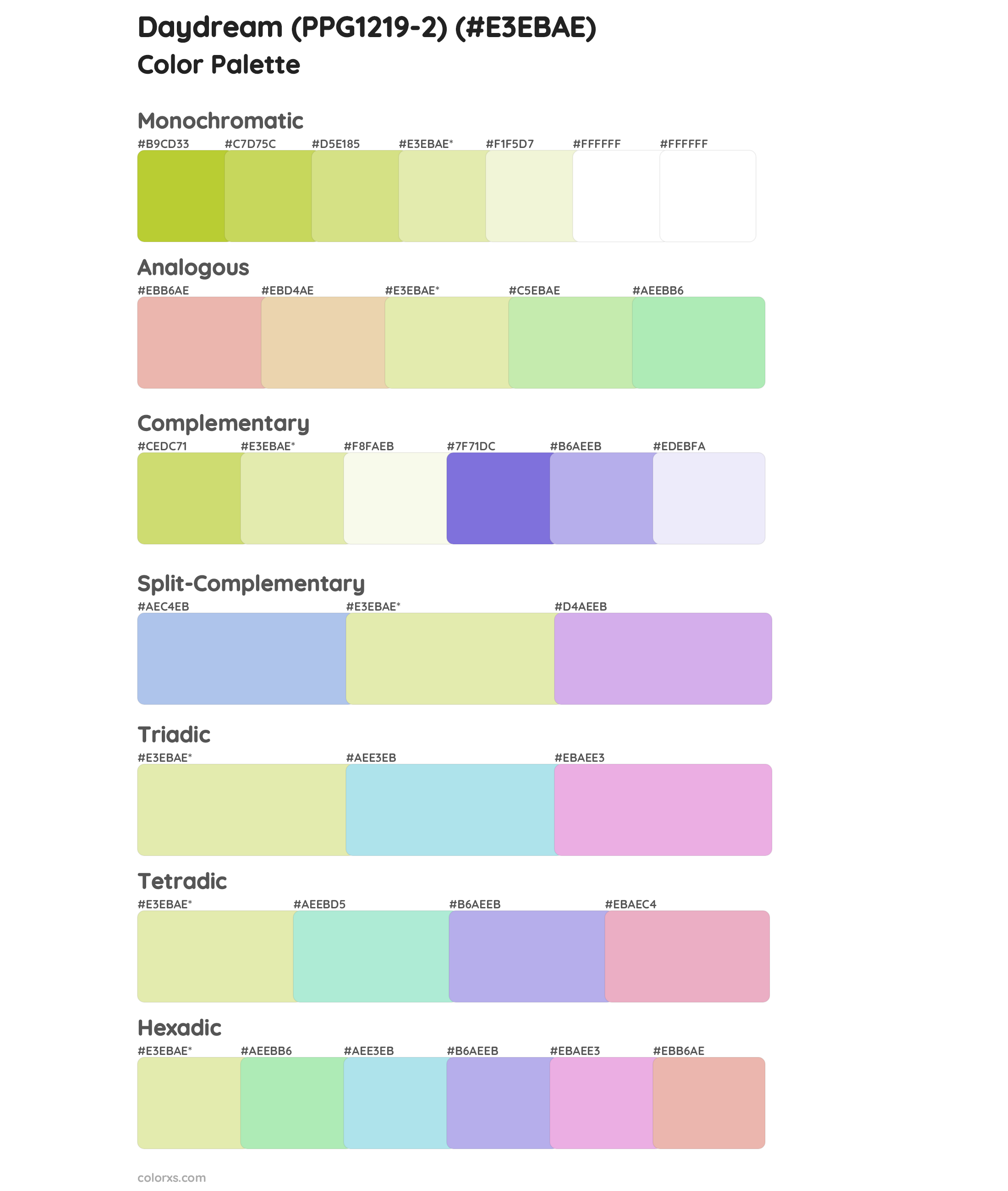 Daydream (PPG1219-2) Color Scheme Palettes