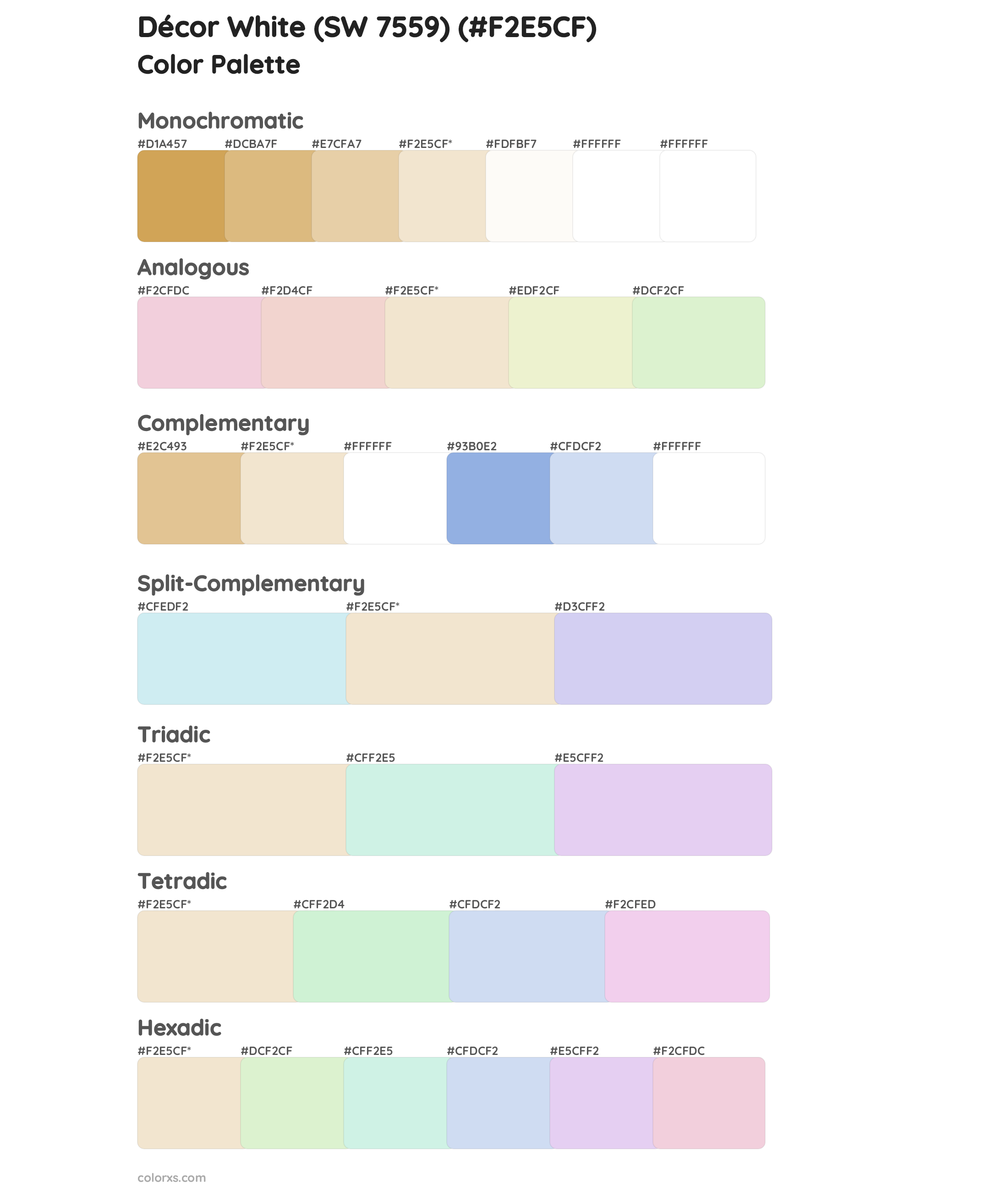 Décor White (SW 7559) Color Scheme Palettes