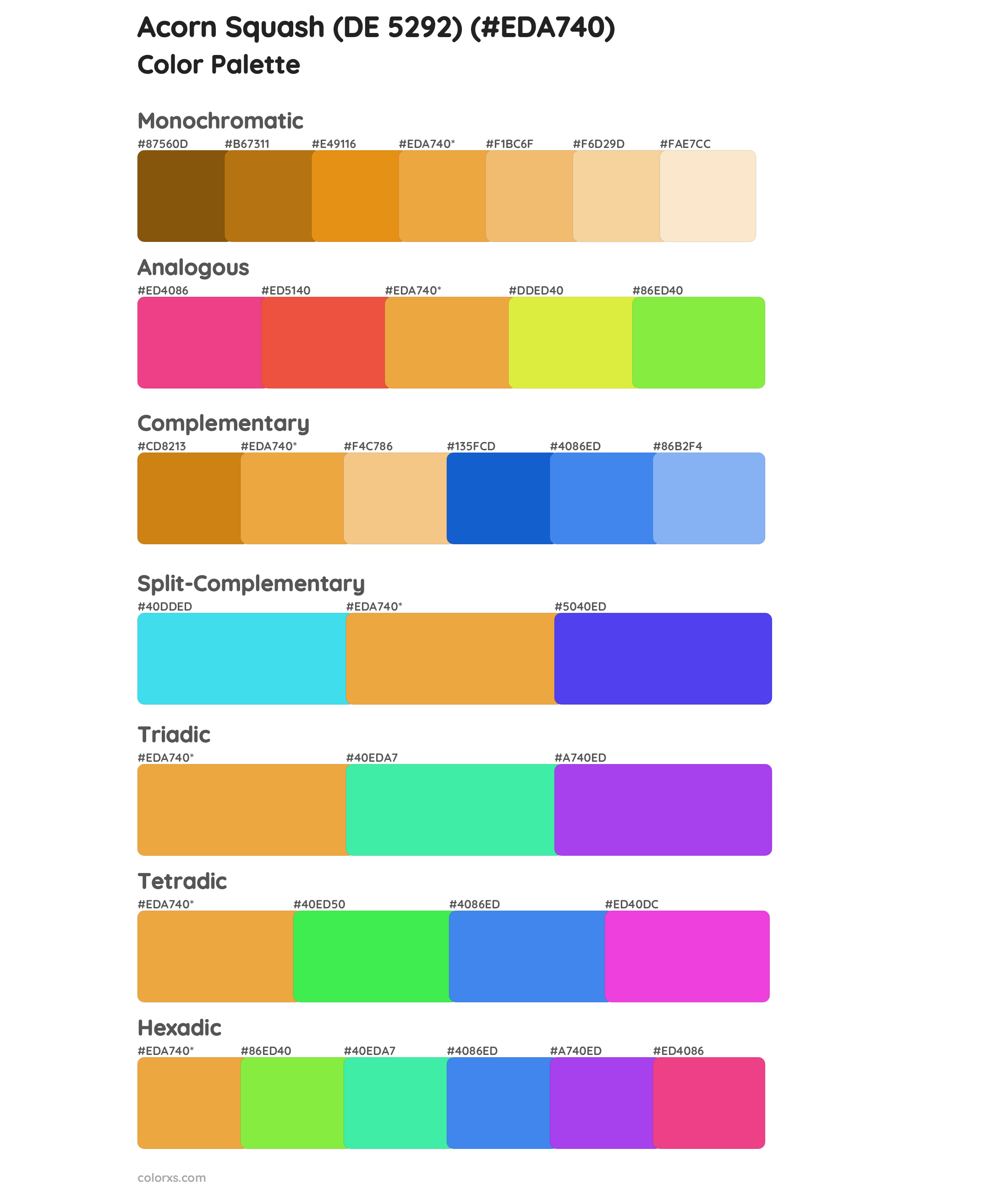 Acorn Squash (DE 5292) Color Scheme Palettes