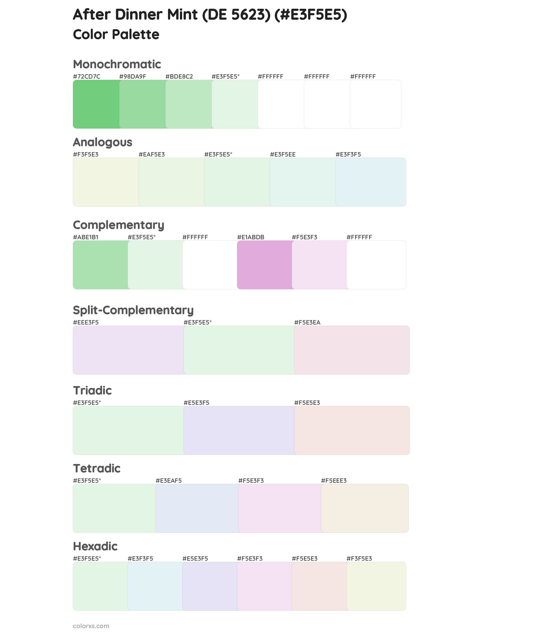 After Dinner Mint (DE 5623) Color Scheme Palettes