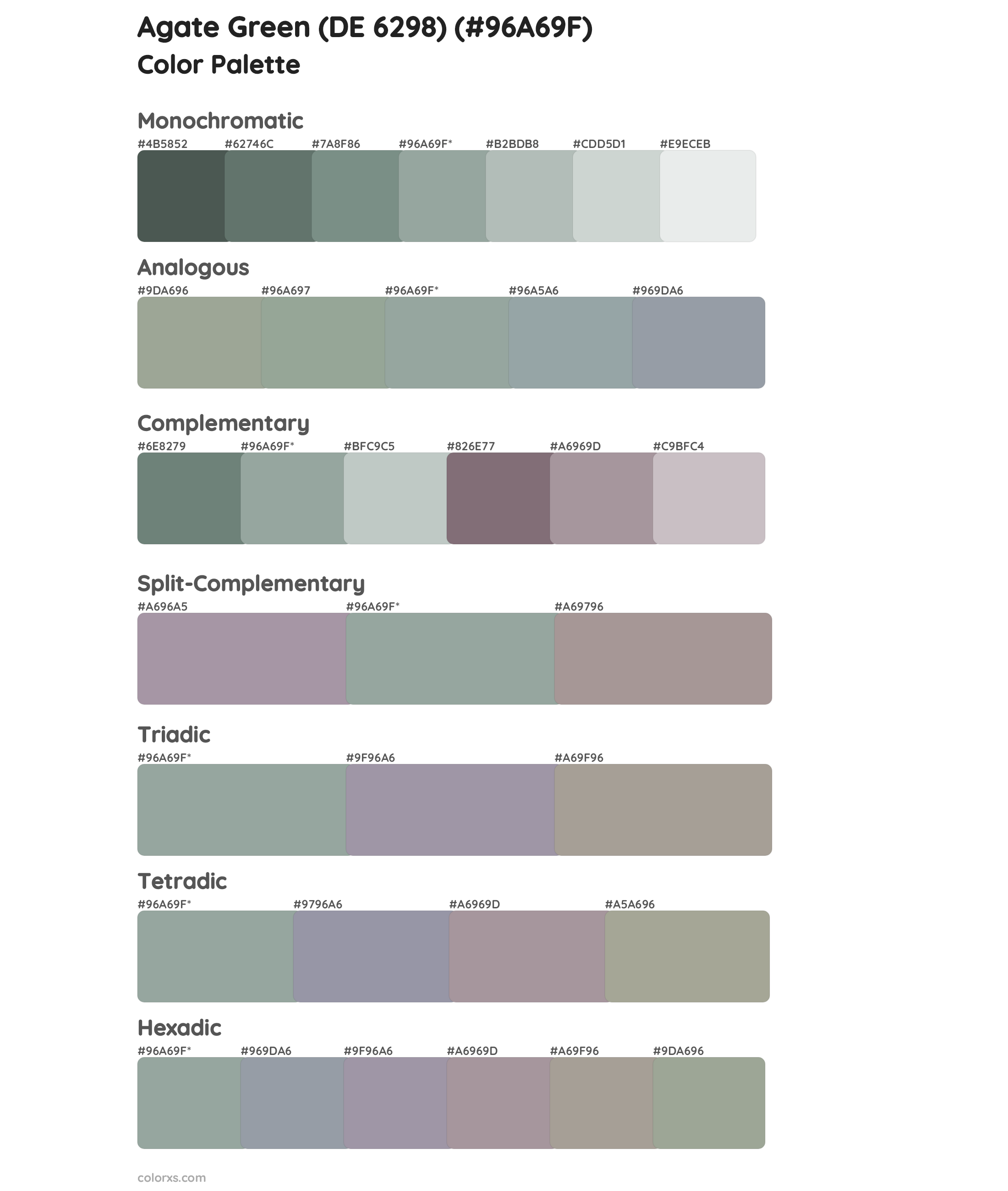 Agate Green (DE 6298) Color Scheme Palettes