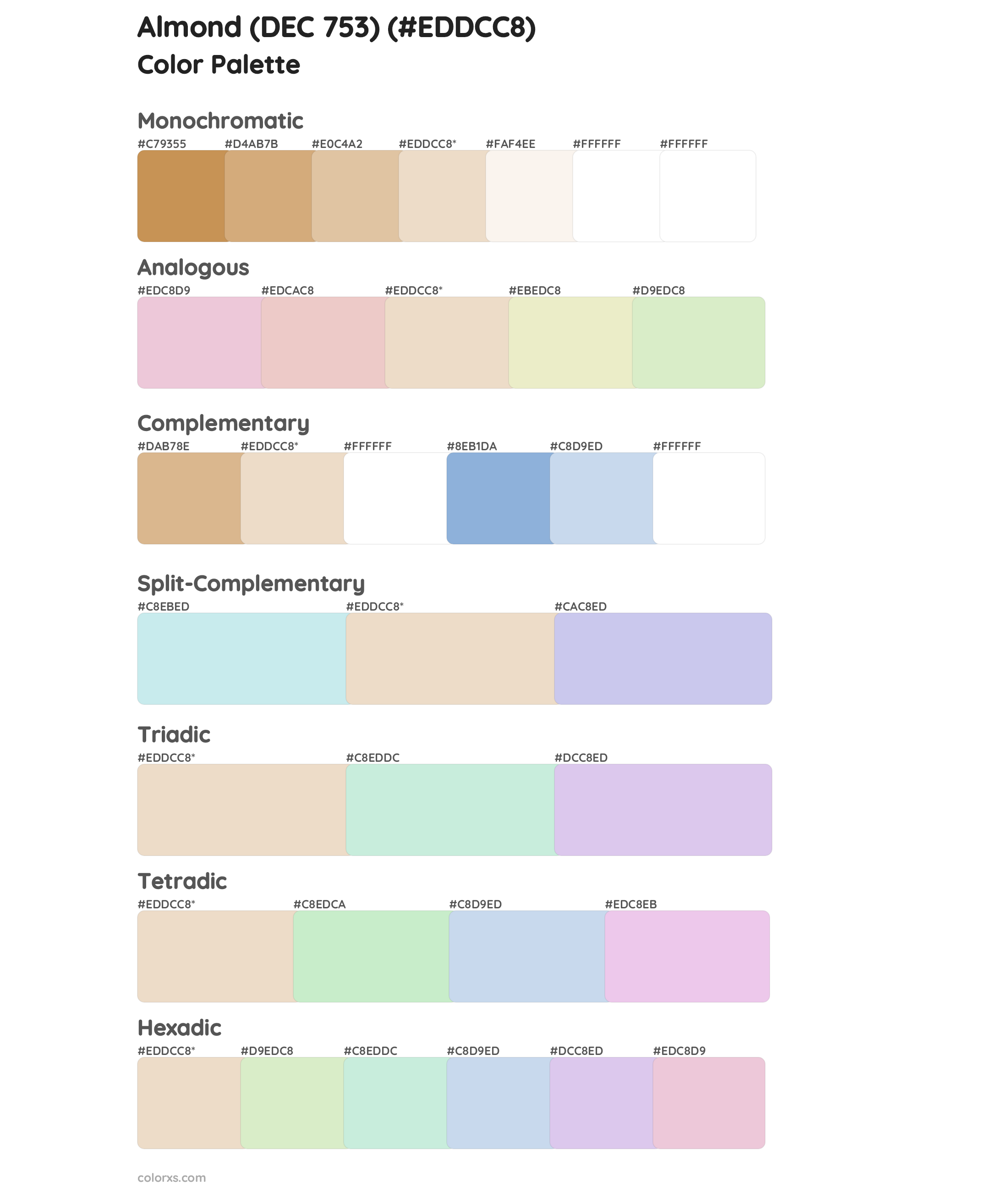 Almond (DEC 753) Color Scheme Palettes