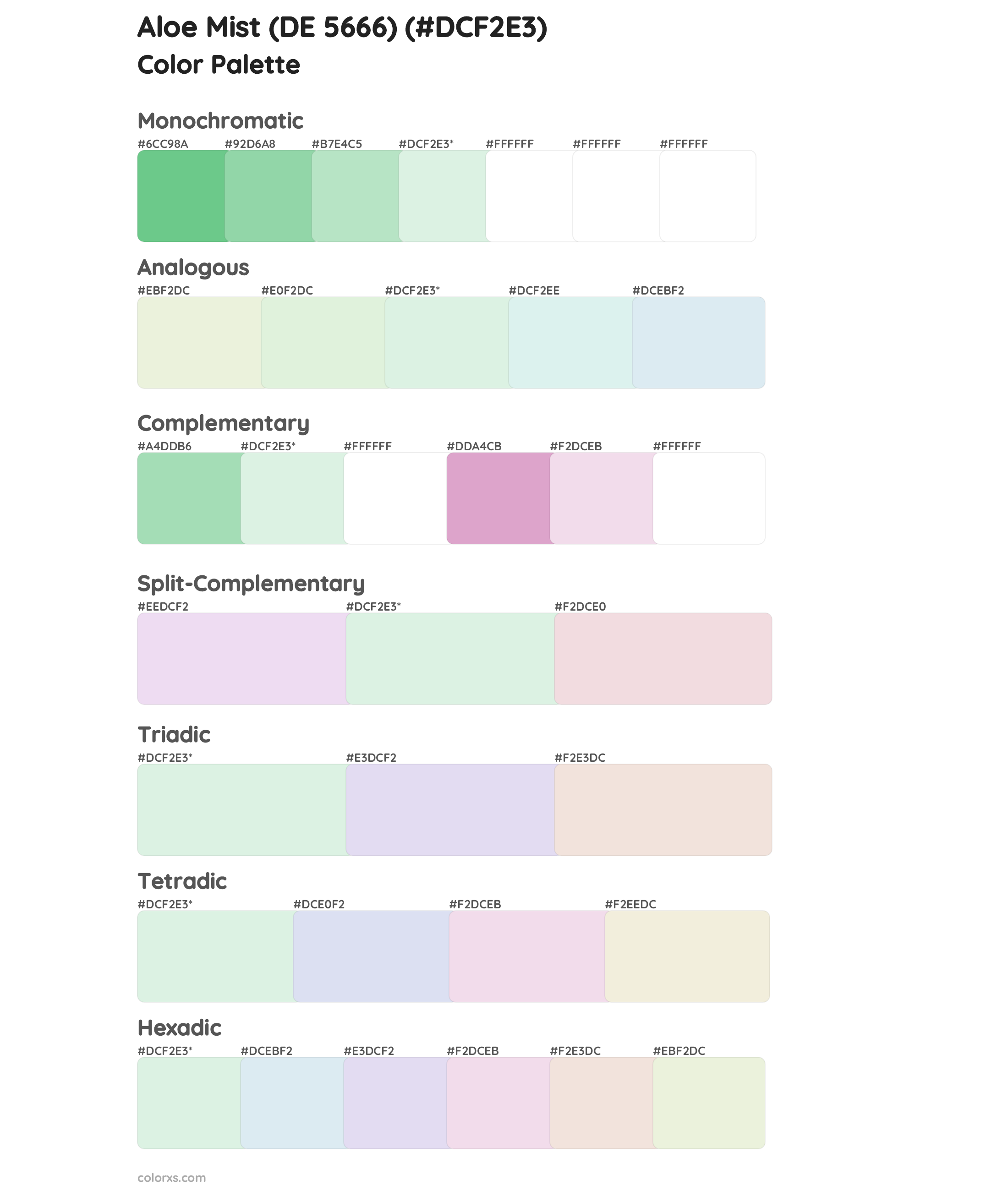 Aloe Mist (DE 5666) Color Scheme Palettes