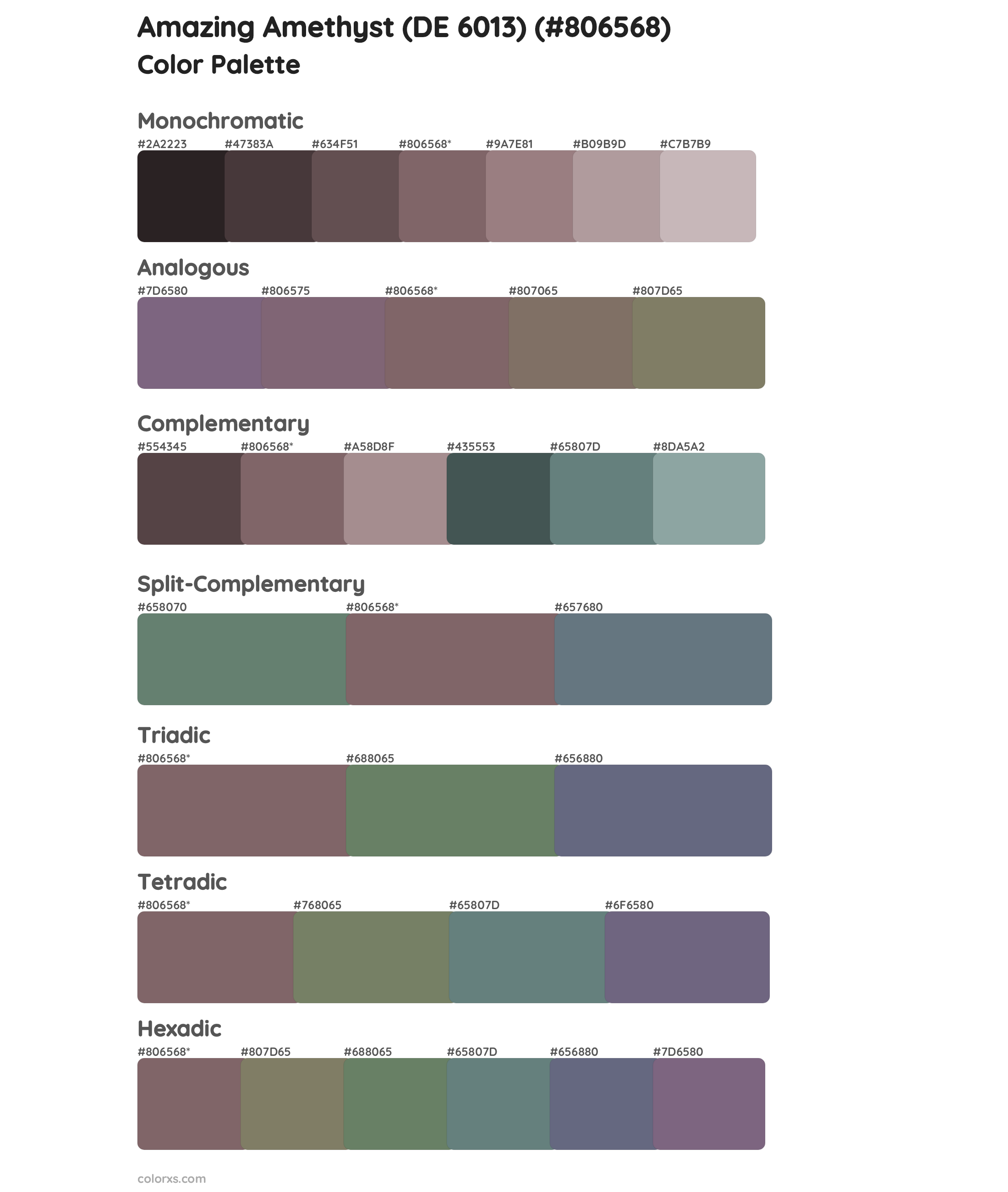 Amazing Amethyst (DE 6013) Color Scheme Palettes