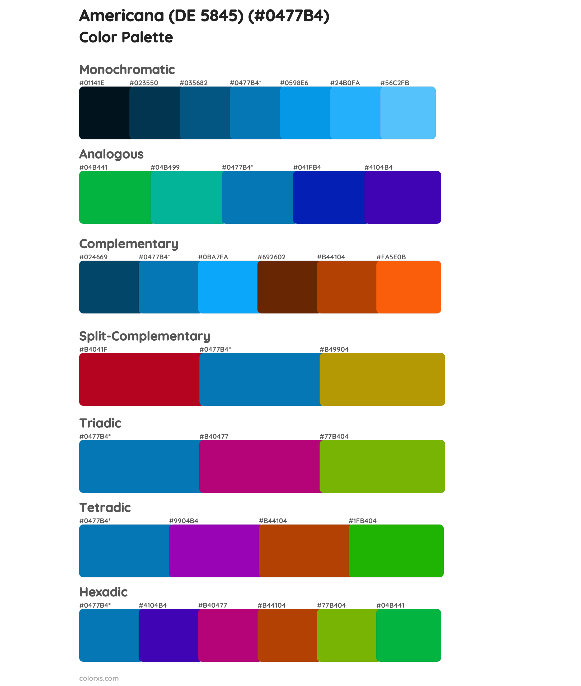 Americana (DE 5845) Color Scheme Palettes