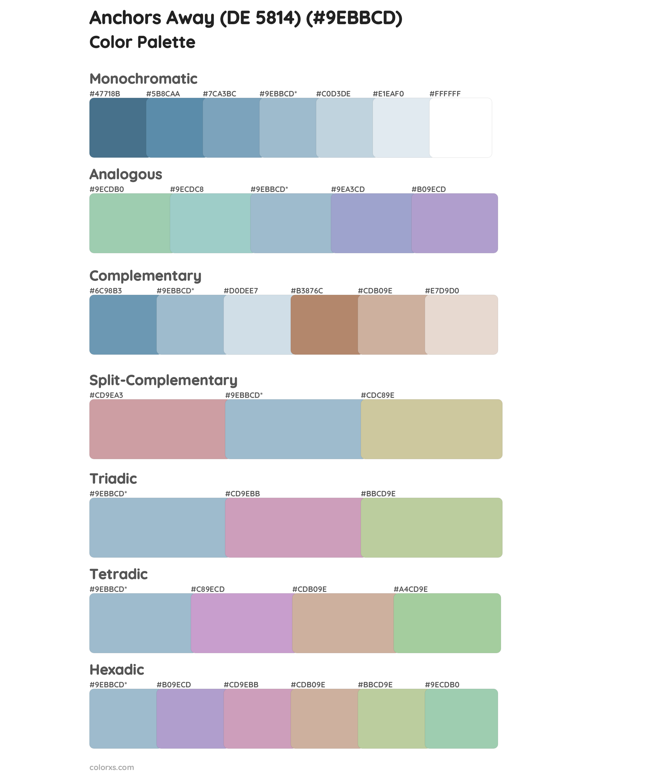 Anchors Away (DE 5814) Color Scheme Palettes