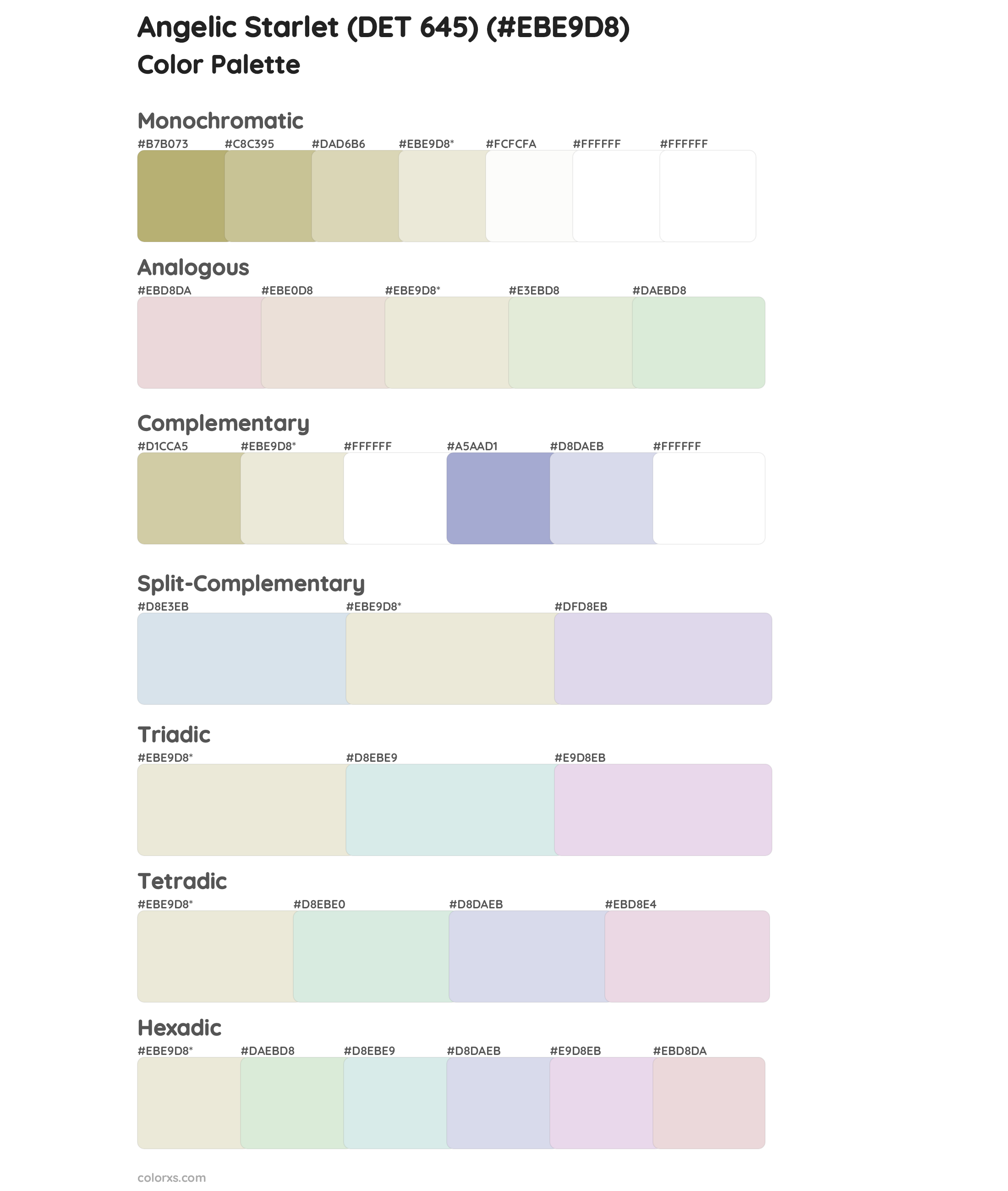 Angelic Starlet (DET 645) Color Scheme Palettes