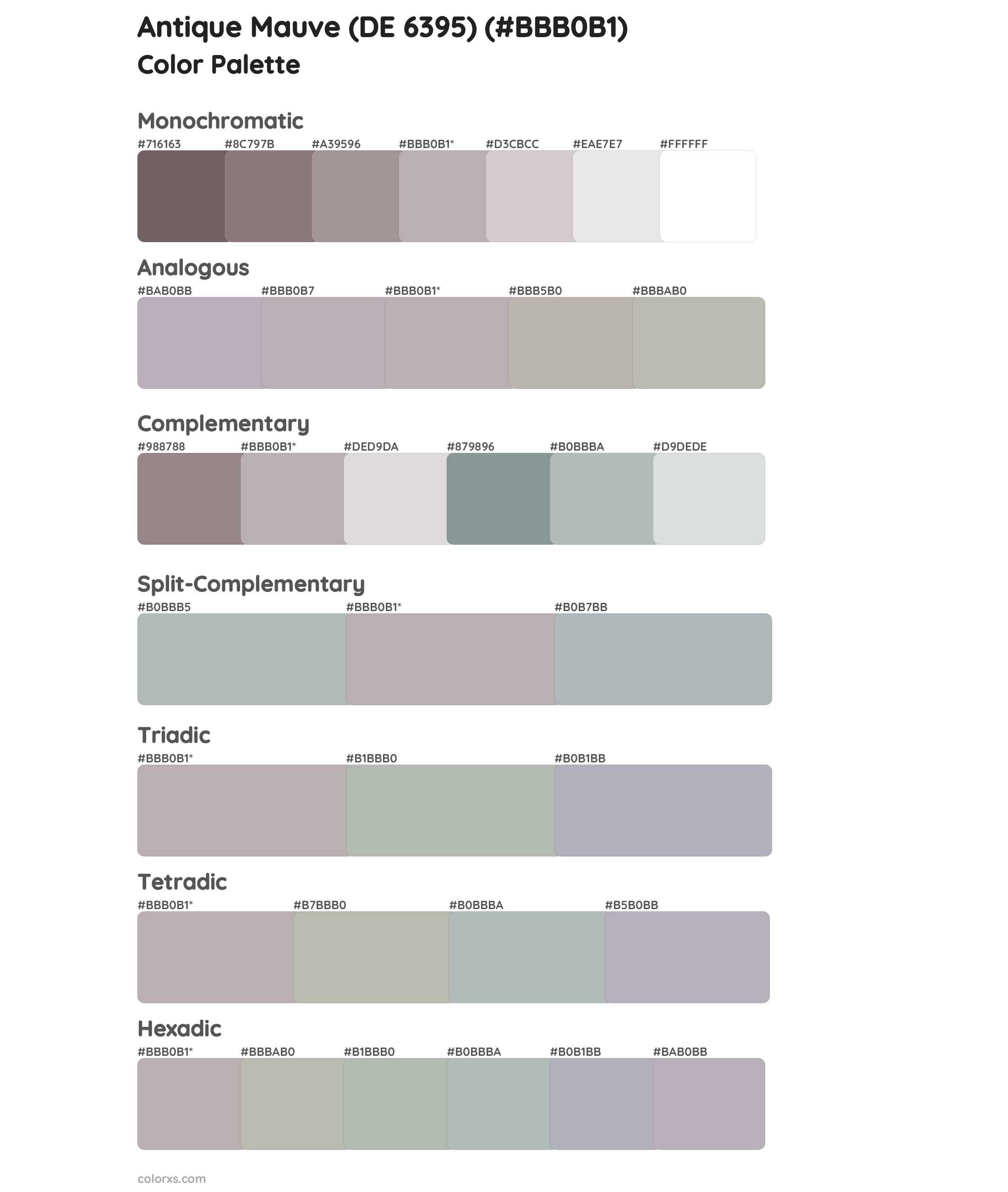 Antique Mauve (DE 6395) Color Scheme Palettes