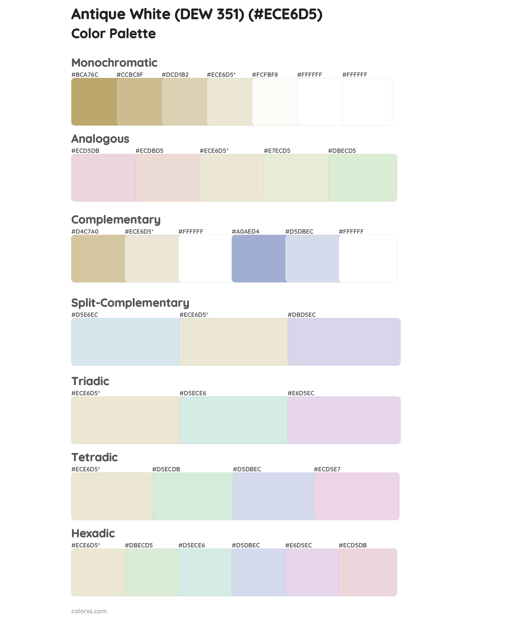 Antique White (DEW 351) Color Scheme Palettes