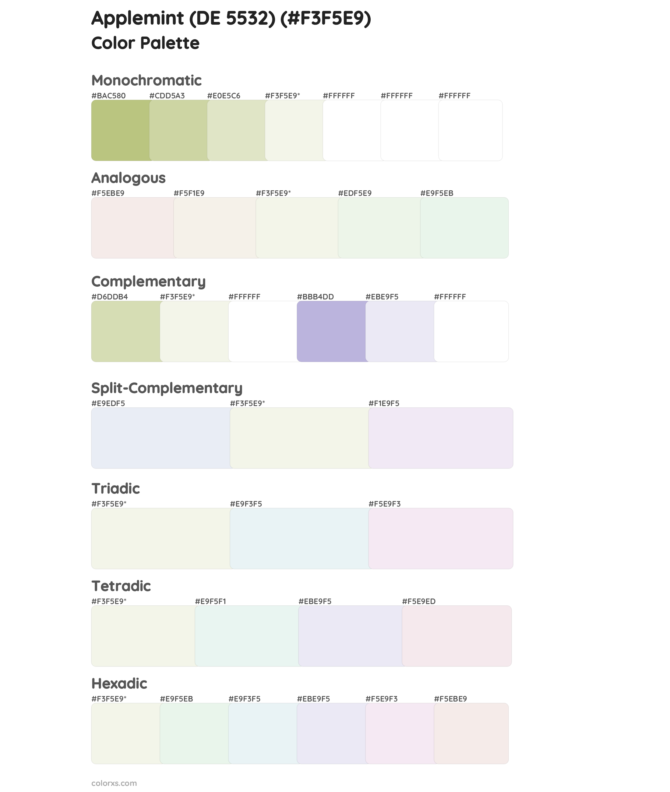 Applemint (DE 5532) Color Scheme Palettes