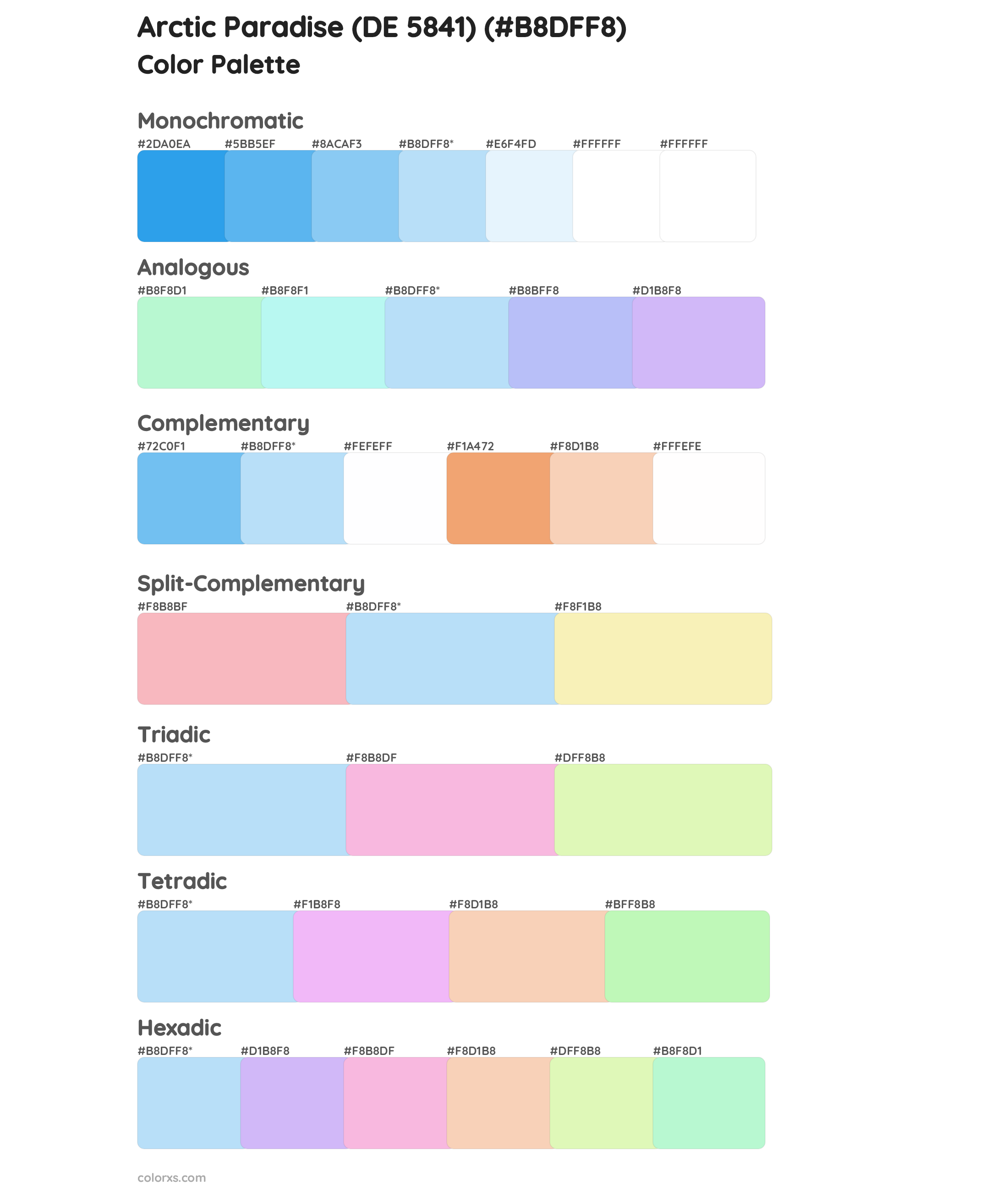 Arctic Paradise (DE 5841) Color Scheme Palettes