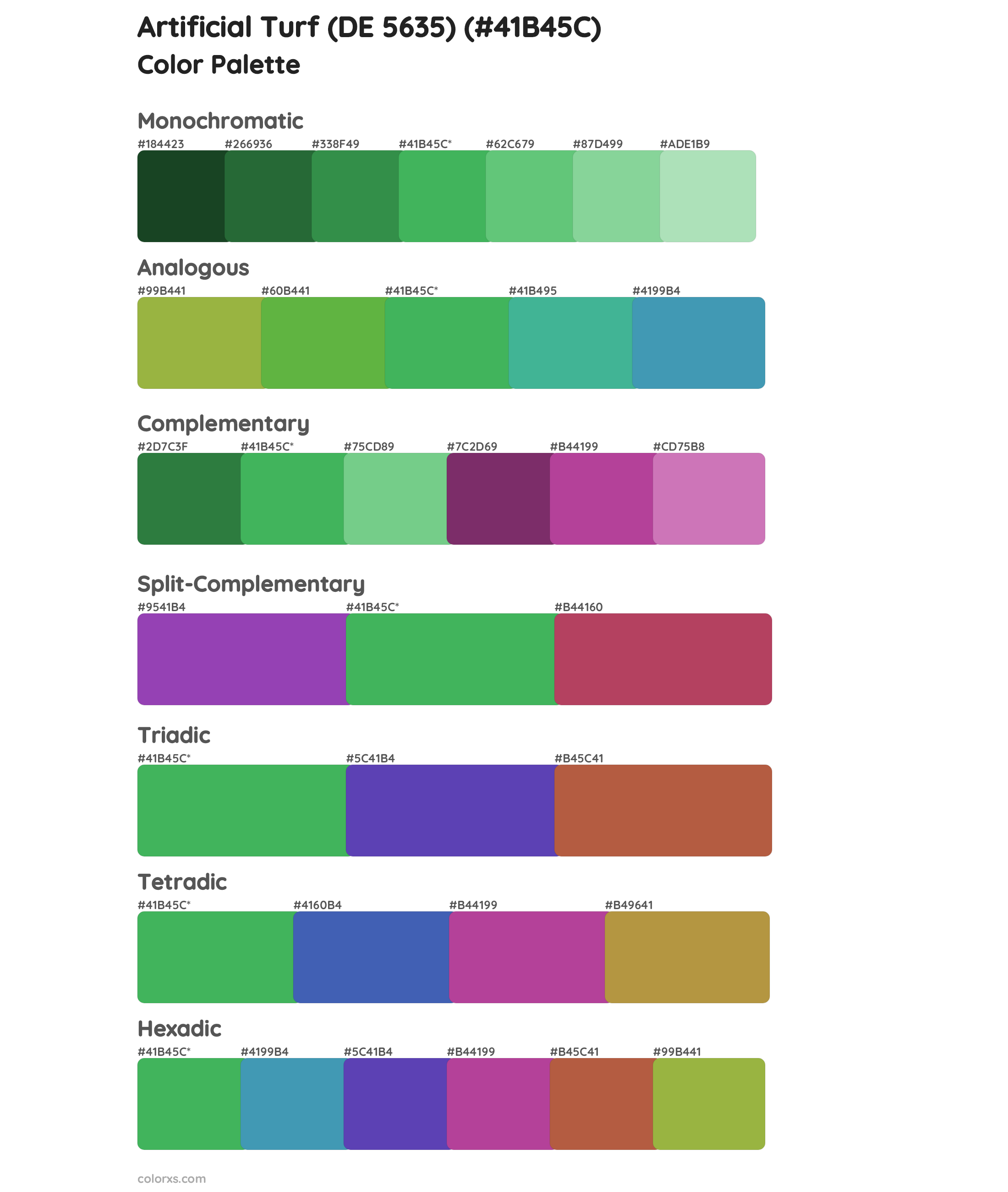 Artificial Turf (DE 5635) Color Scheme Palettes