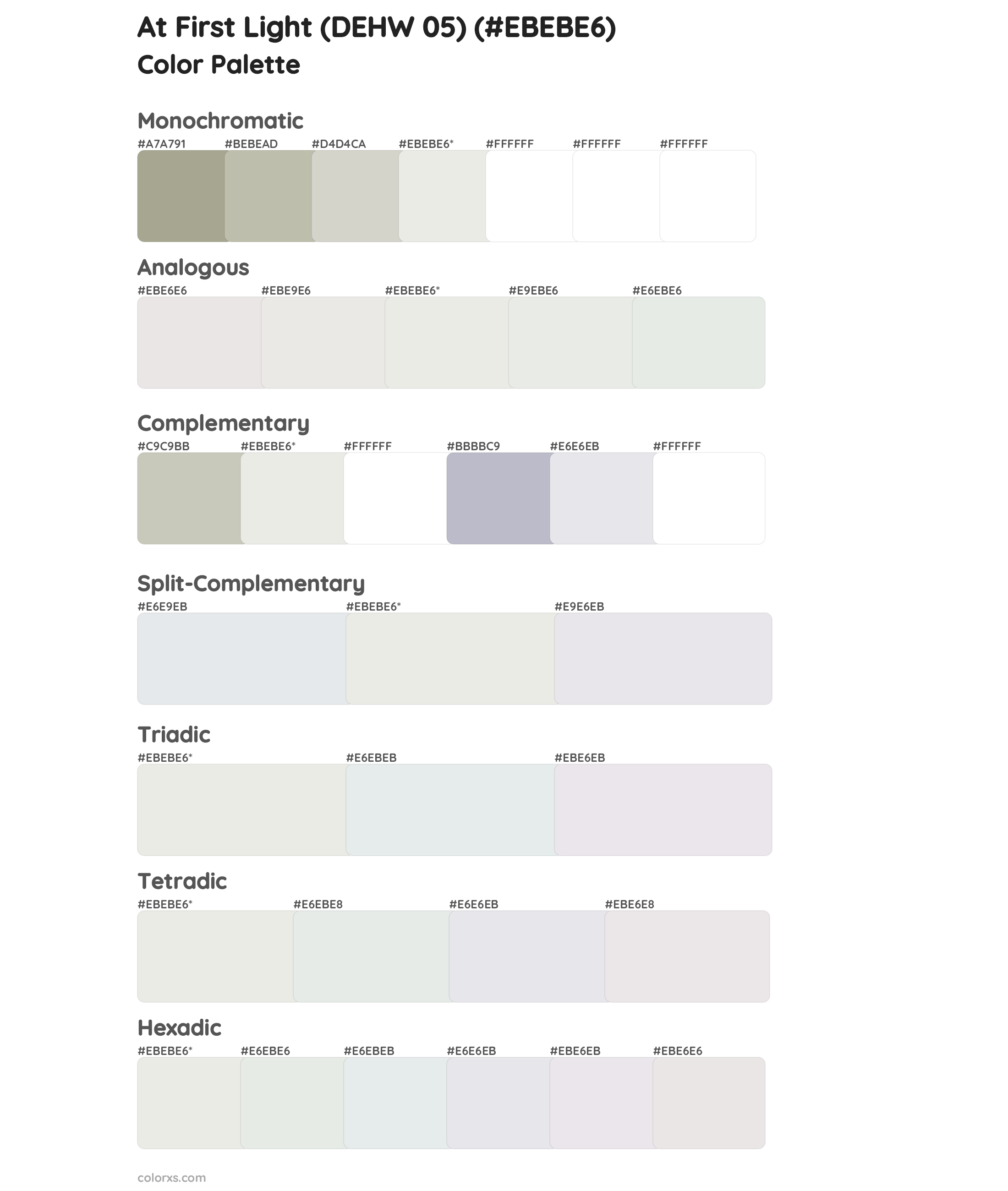 At First Light (DEHW 05) Color Scheme Palettes