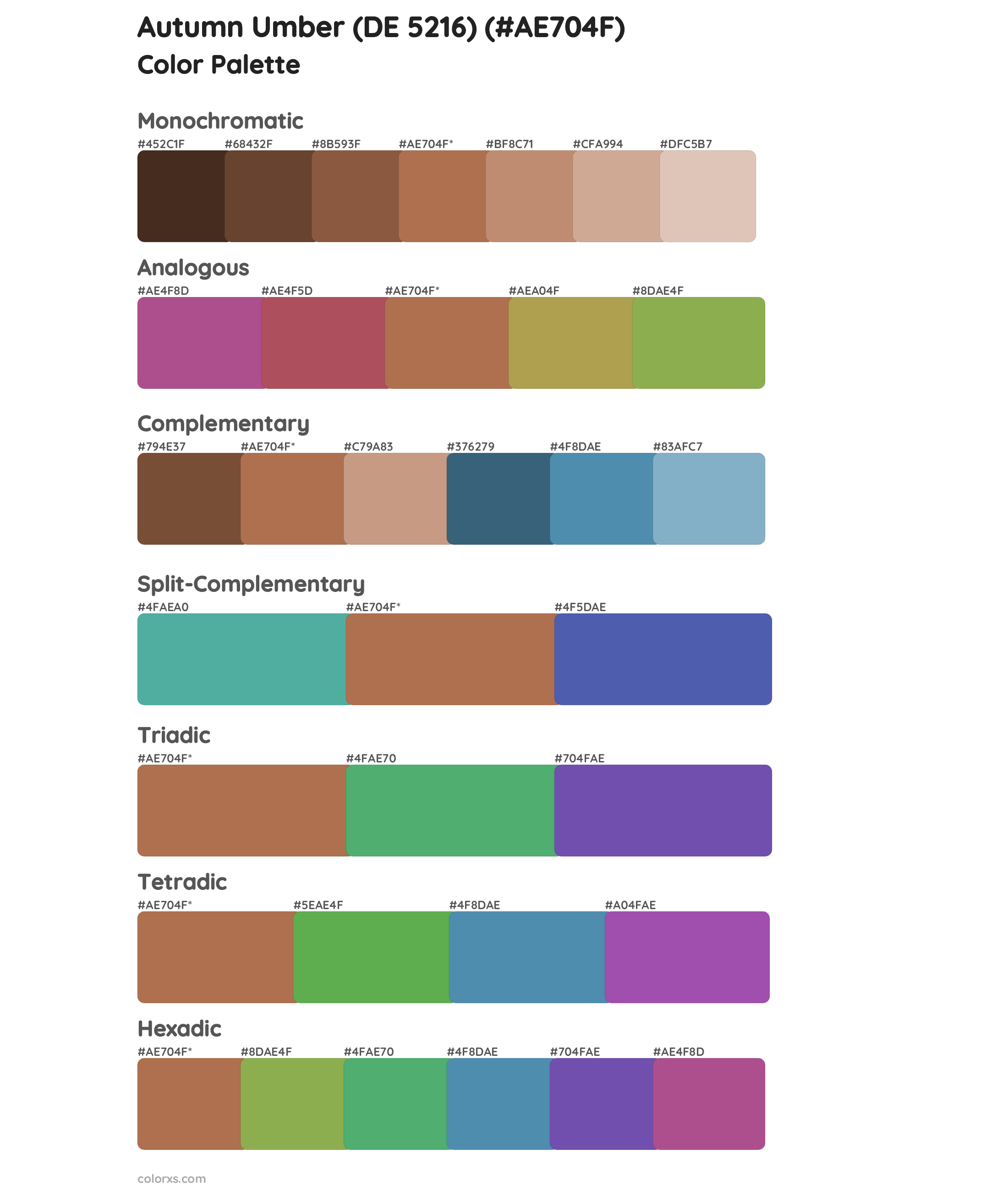 Autumn Umber (DE 5216) Color Scheme Palettes