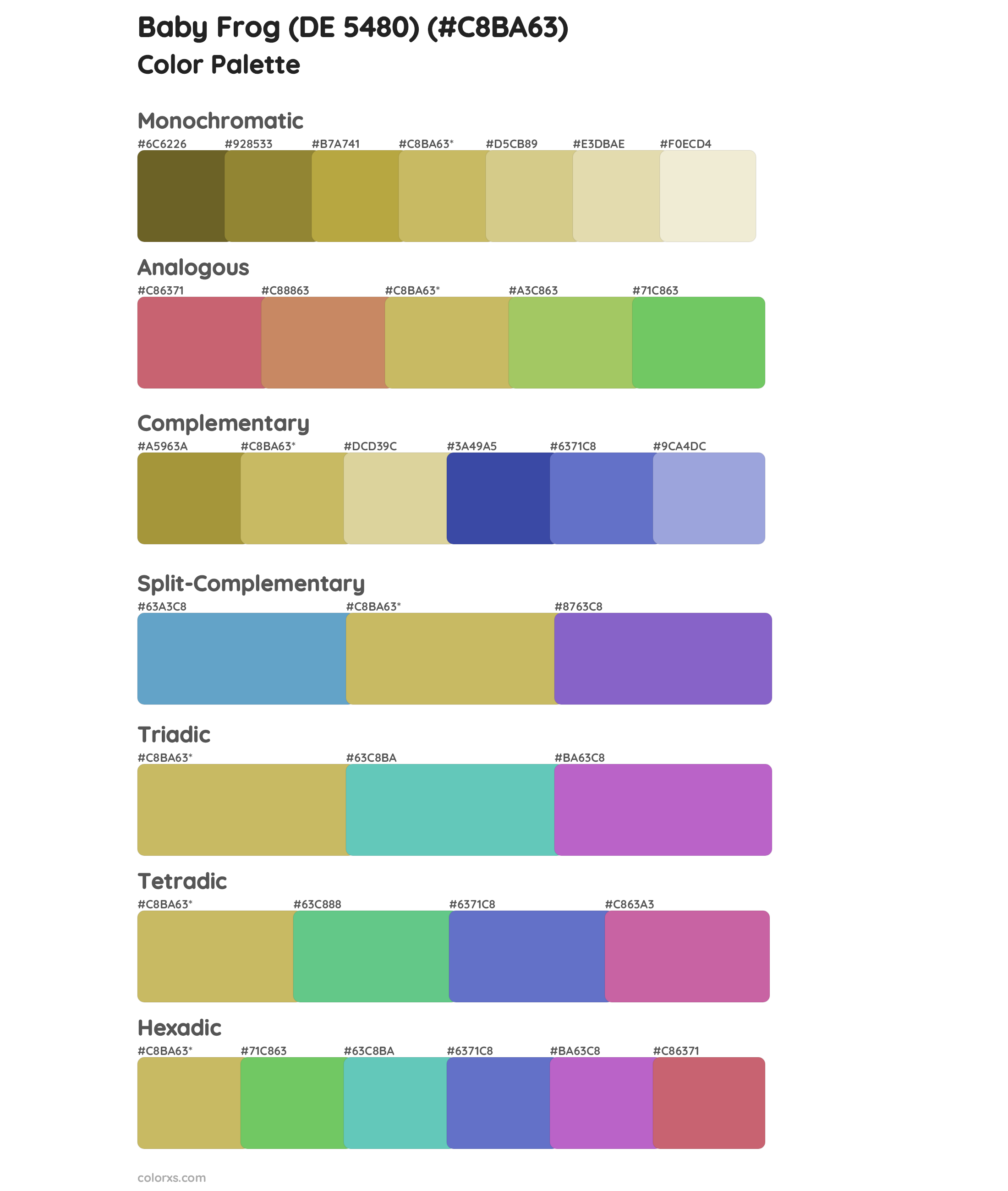 Baby Frog (DE 5480) Color Scheme Palettes