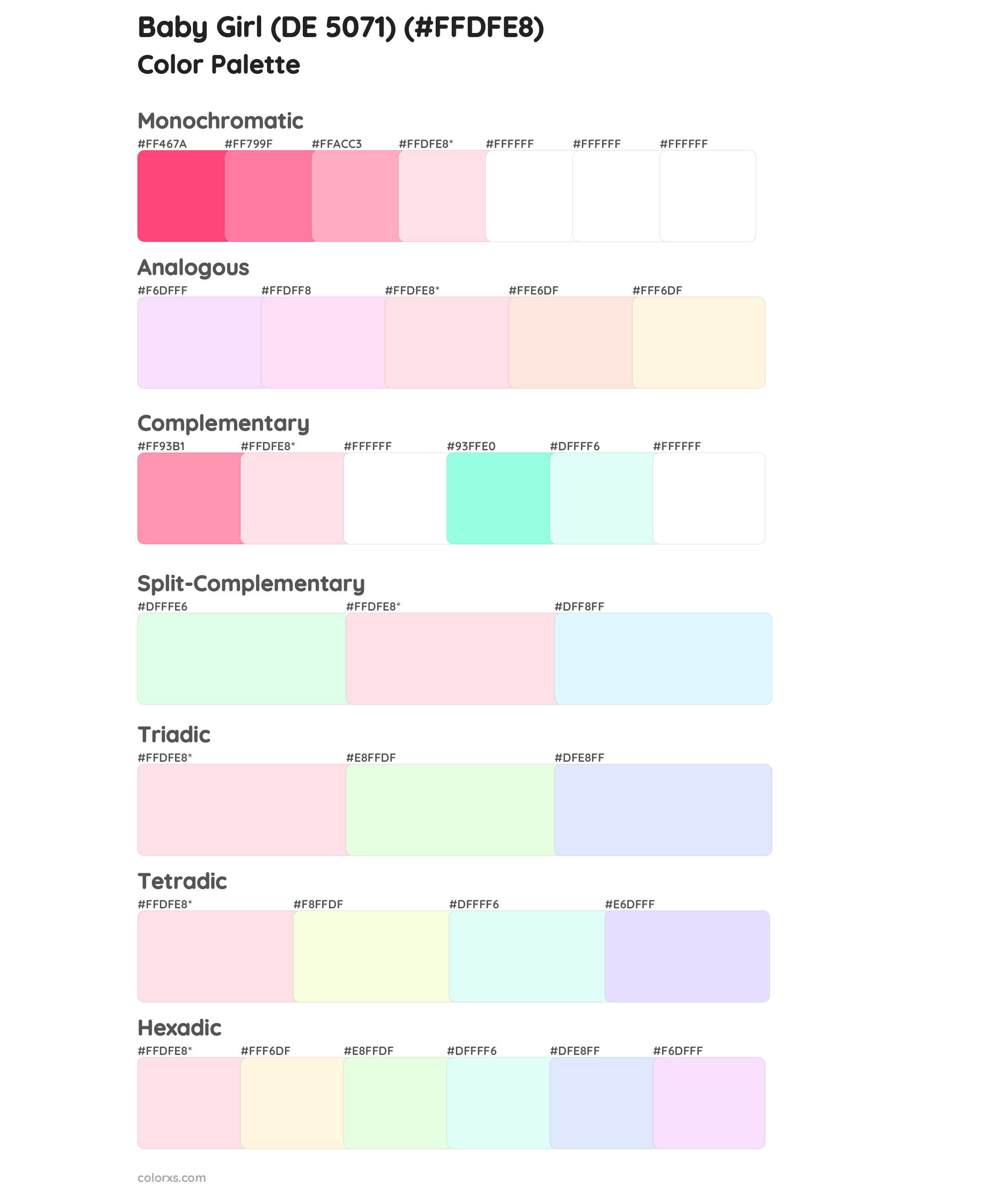 Baby Girl (DE 5071) Color Scheme Palettes