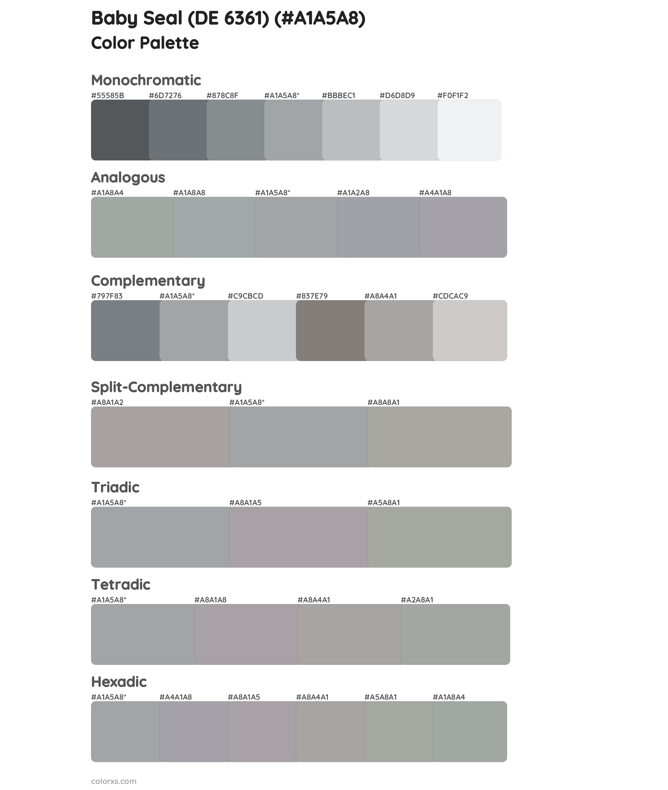 Baby Seal (DE 6361) Color Scheme Palettes