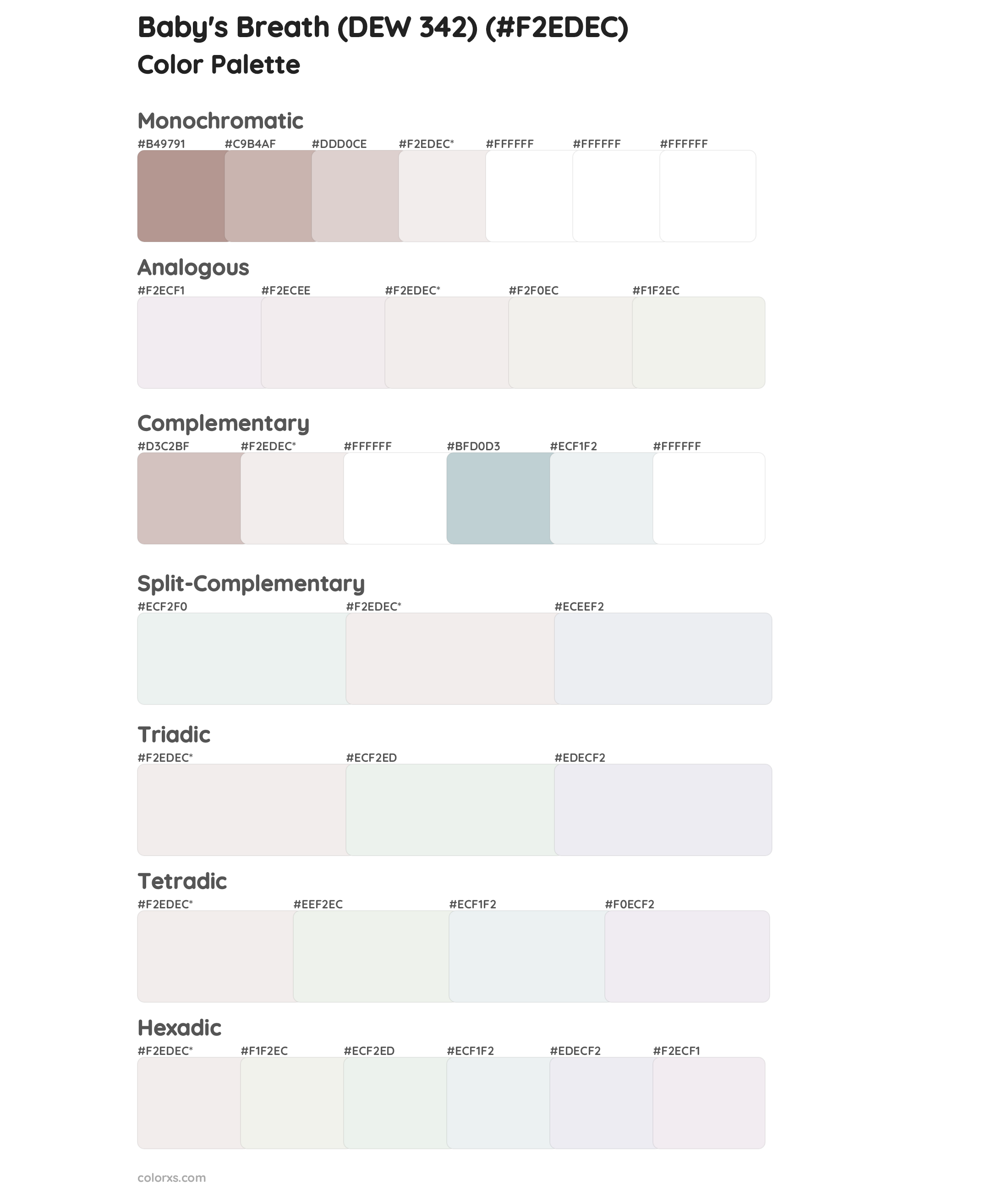 Baby's Breath (DEW 342) Color Scheme Palettes