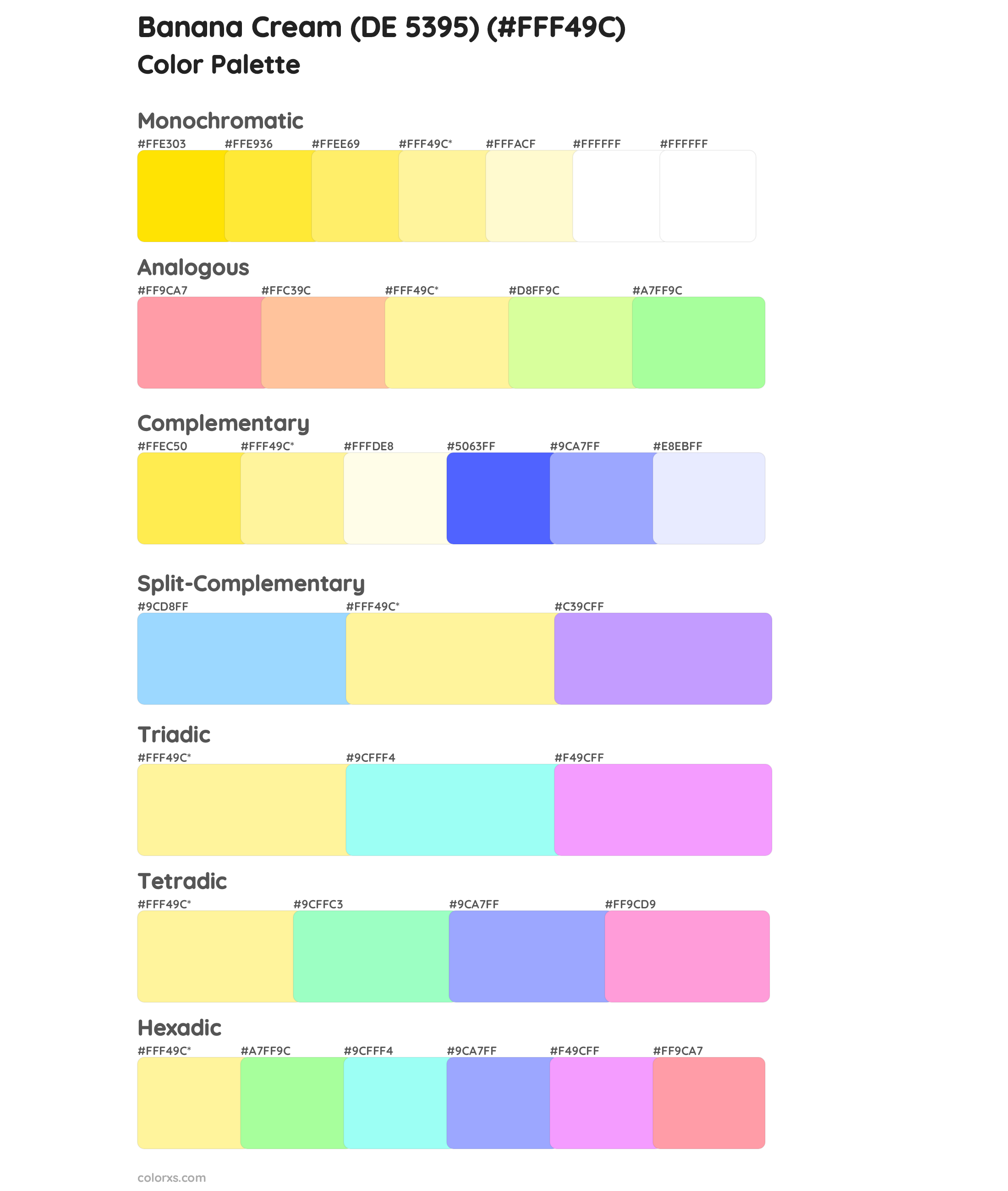 Banana Cream (DE 5395) Color Scheme Palettes