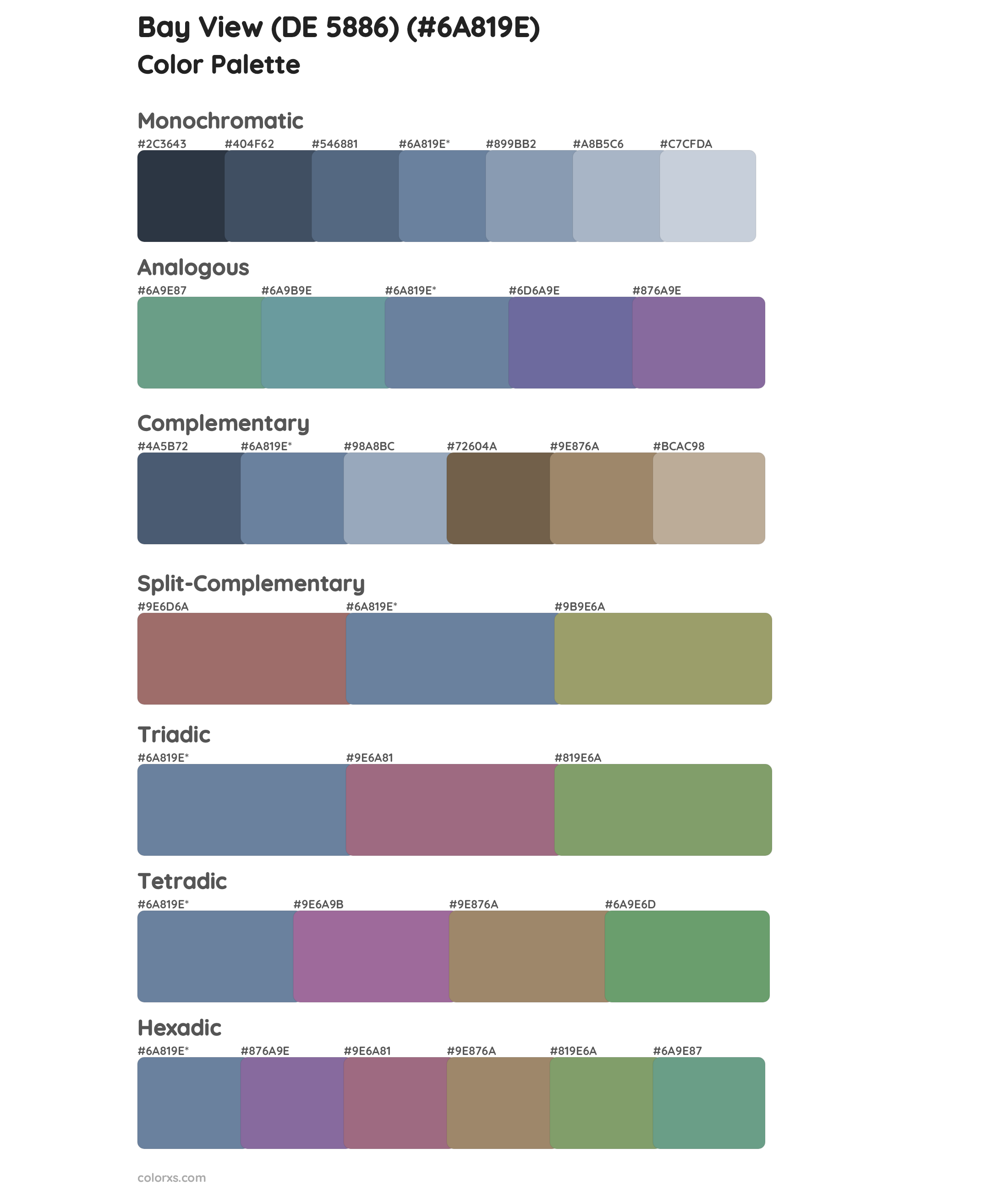 Bay View (DE 5886) Color Scheme Palettes