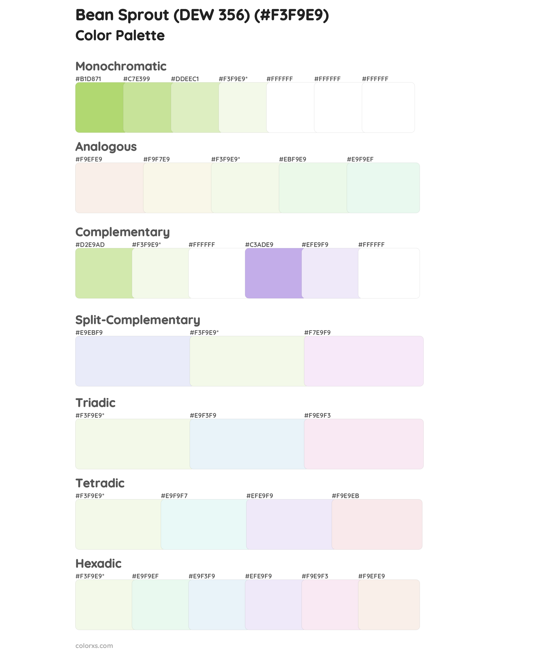 Bean Sprout (DEW 356) Color Scheme Palettes