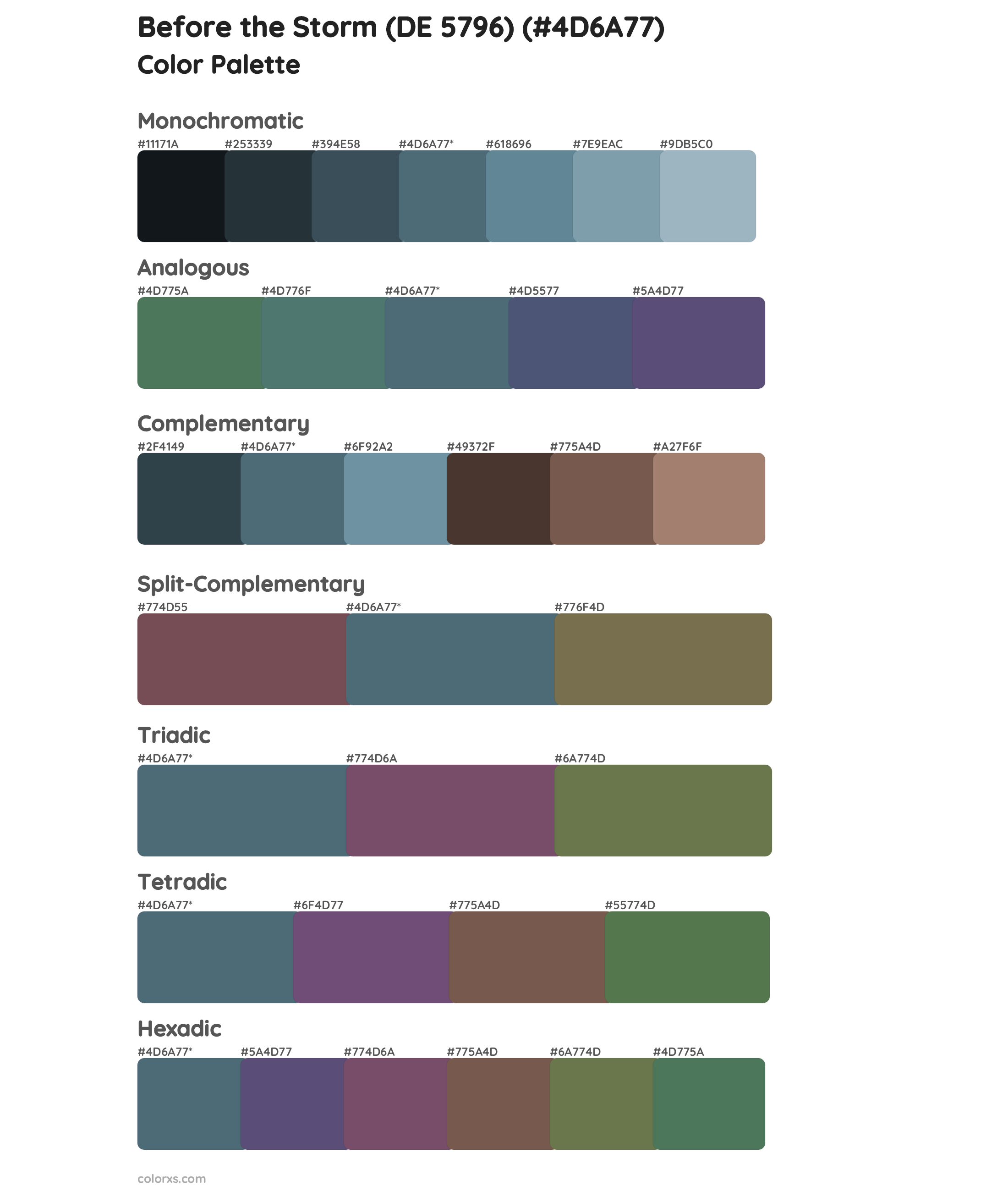 Before the Storm (DE 5796) Color Scheme Palettes