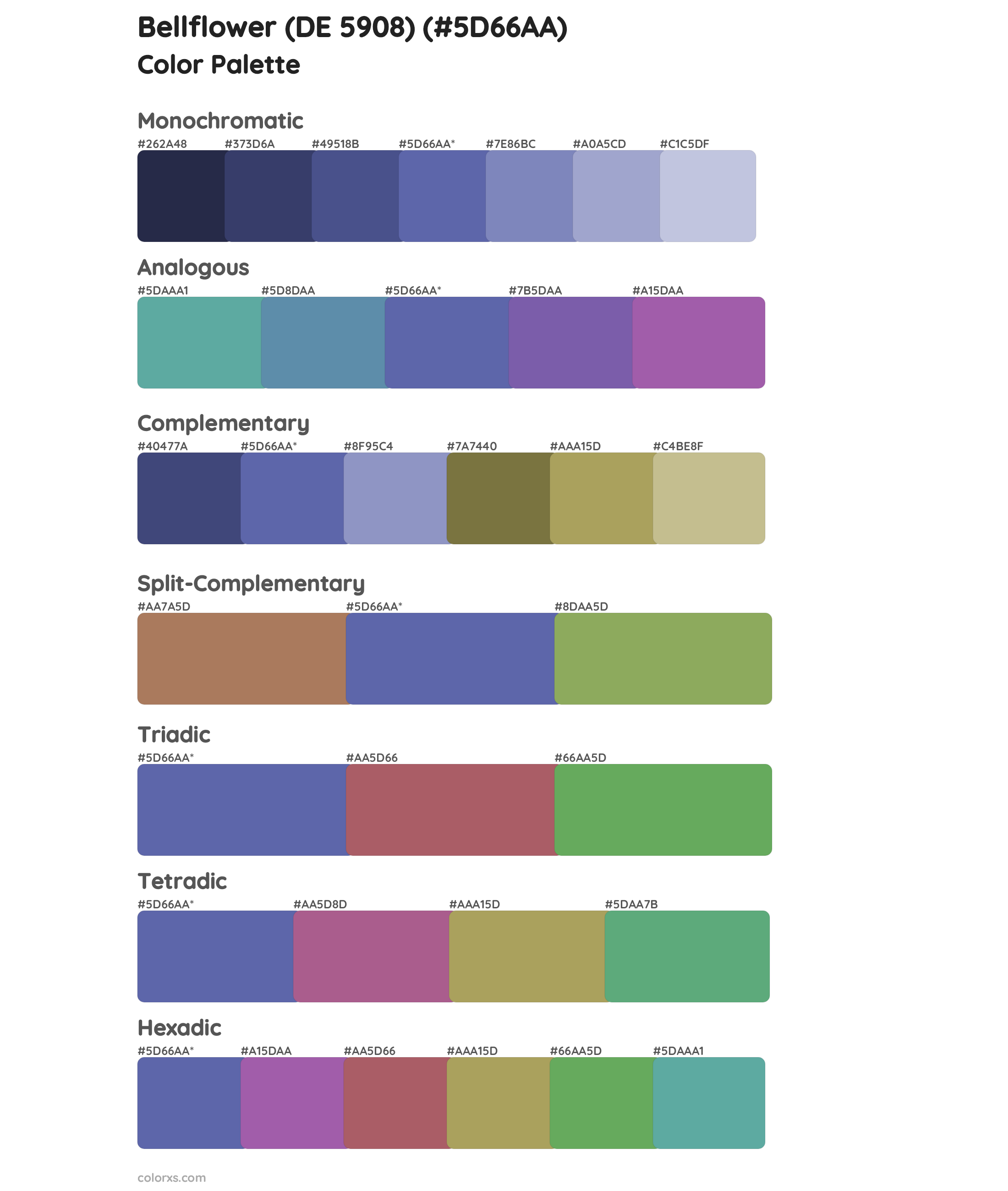 Bellflower (DE 5908) Color Scheme Palettes