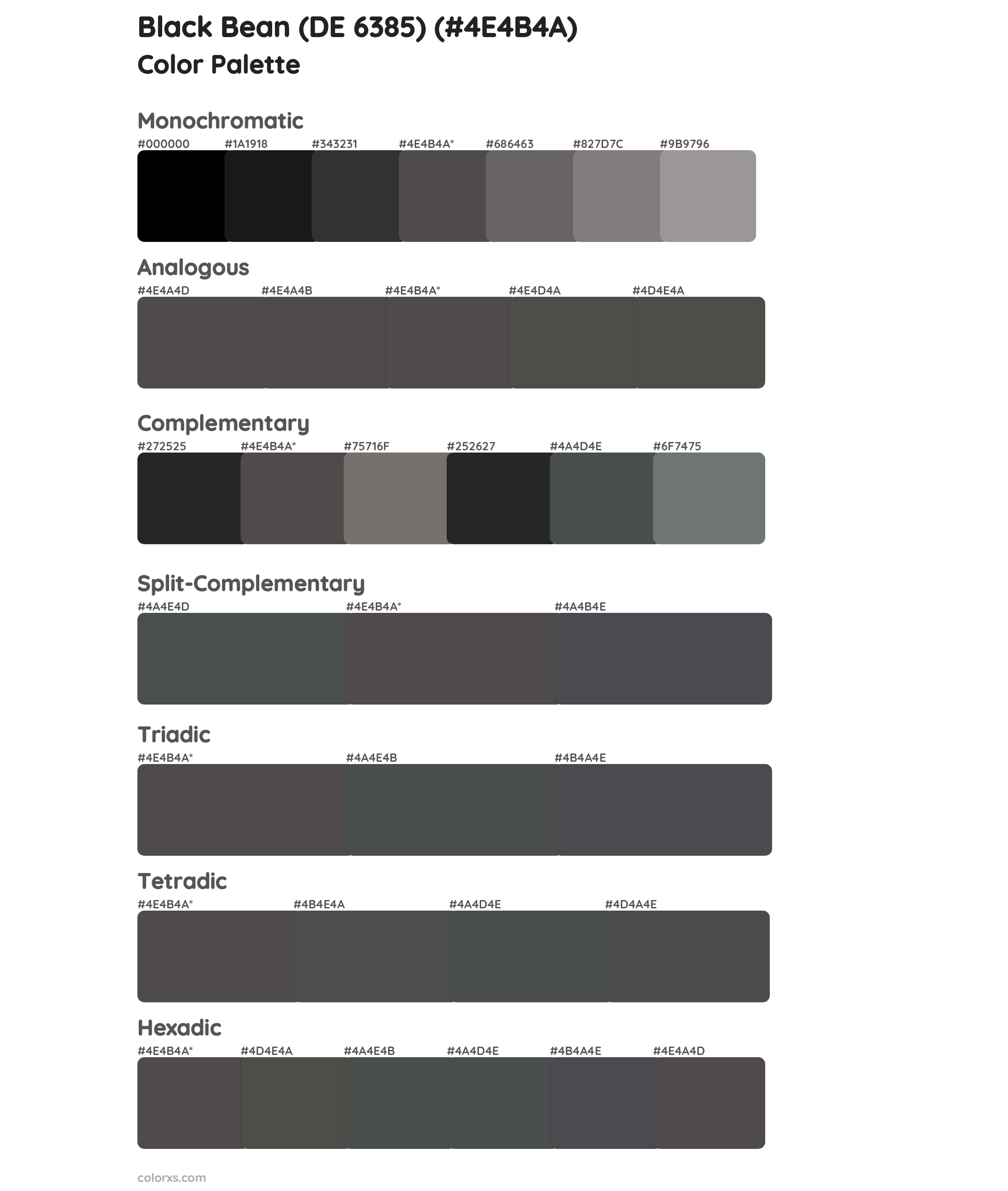 Black Bean (DE 6385) Color Scheme Palettes