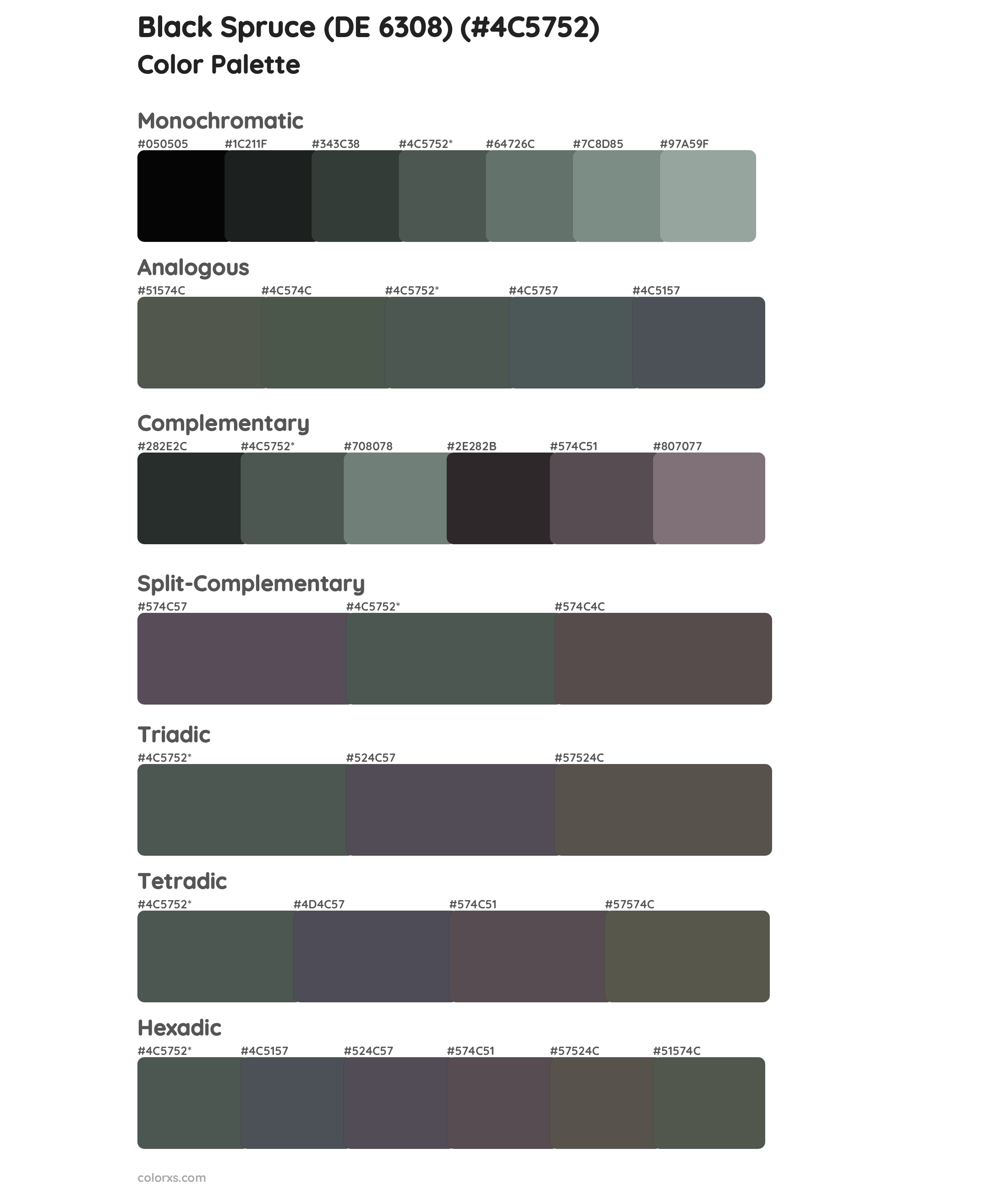 Black Spruce (DE 6308) Color Scheme Palettes