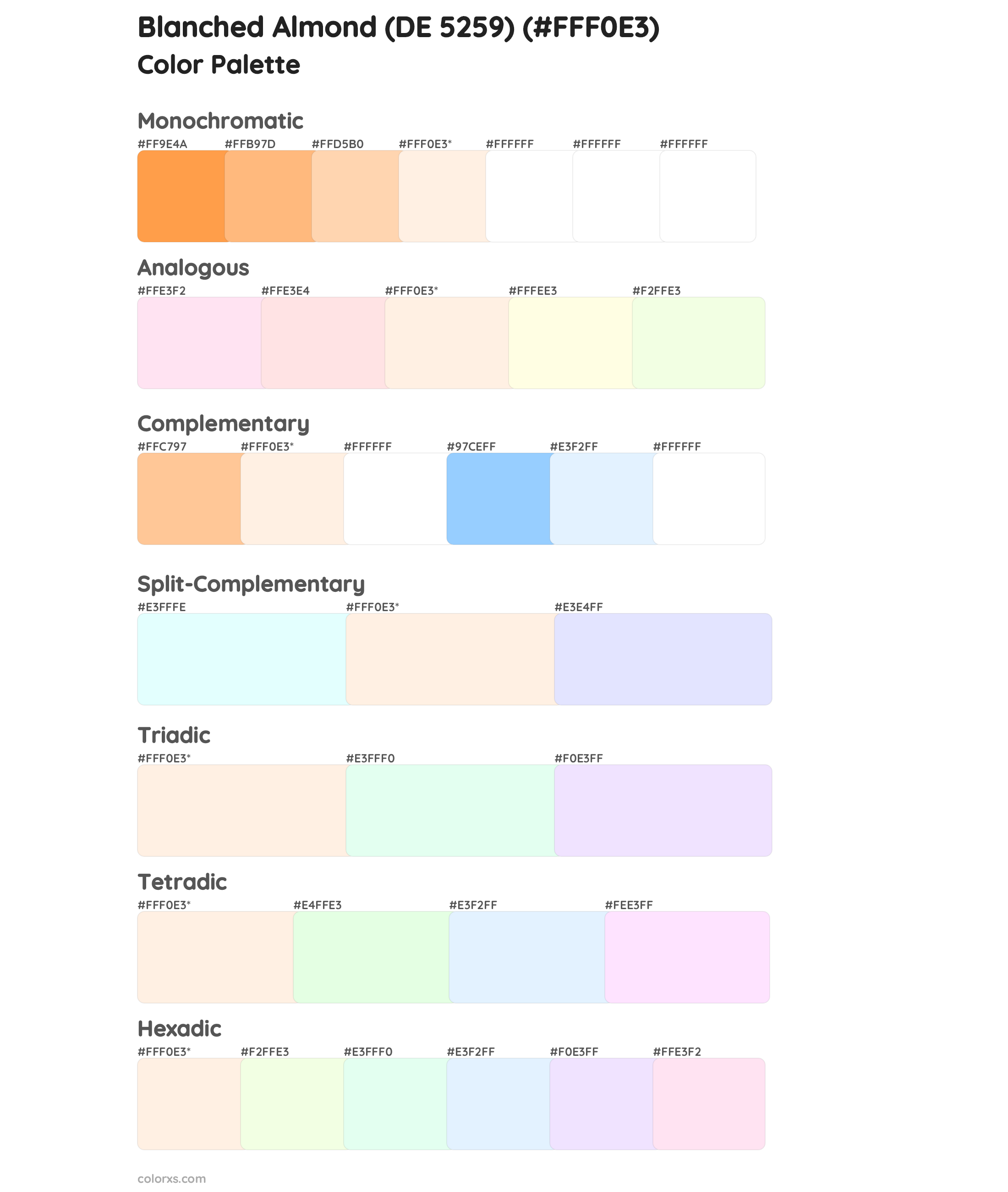 Blanched Almond (DE 5259) Color Scheme Palettes