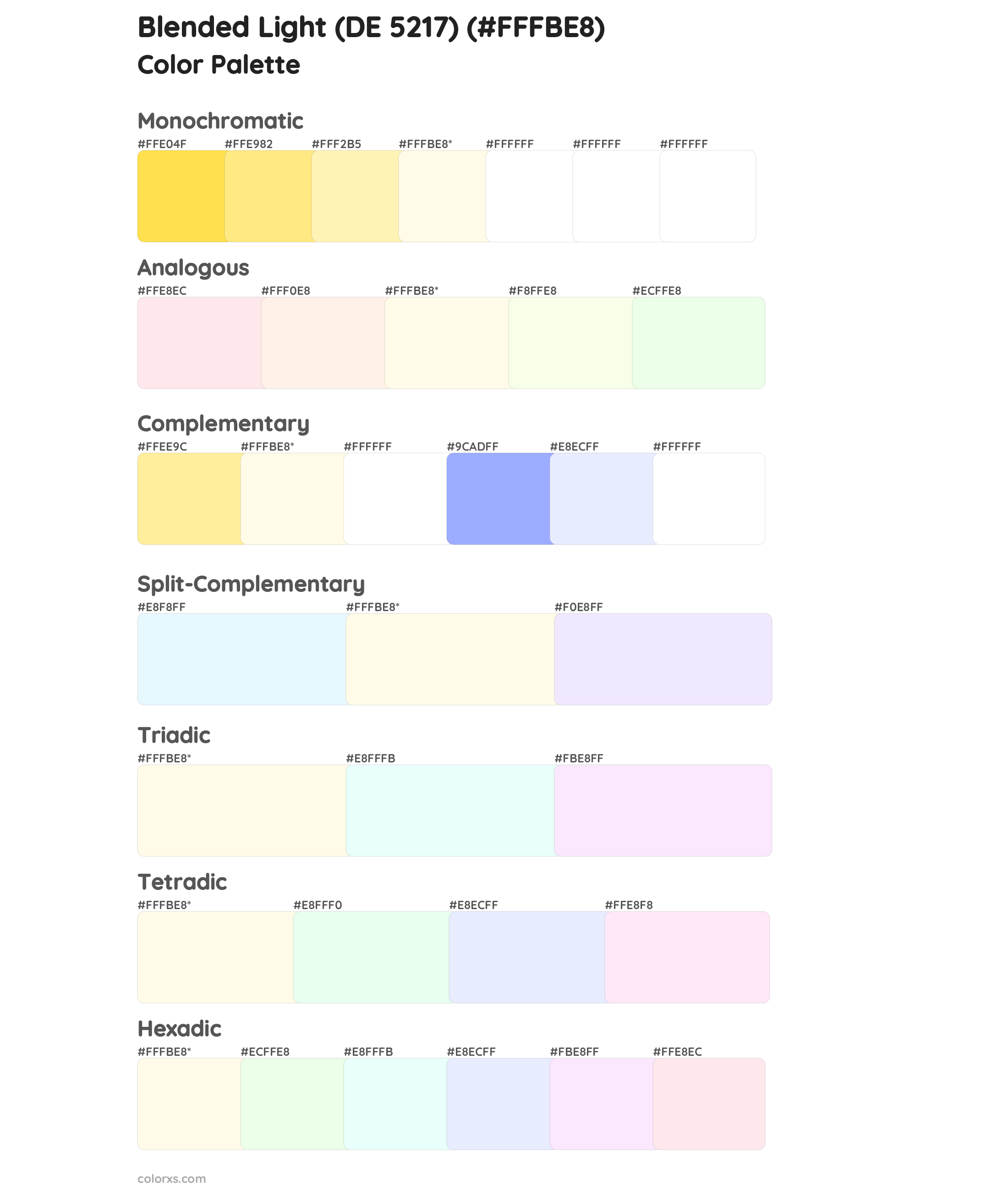 Blended Light (DE 5217) Color Scheme Palettes