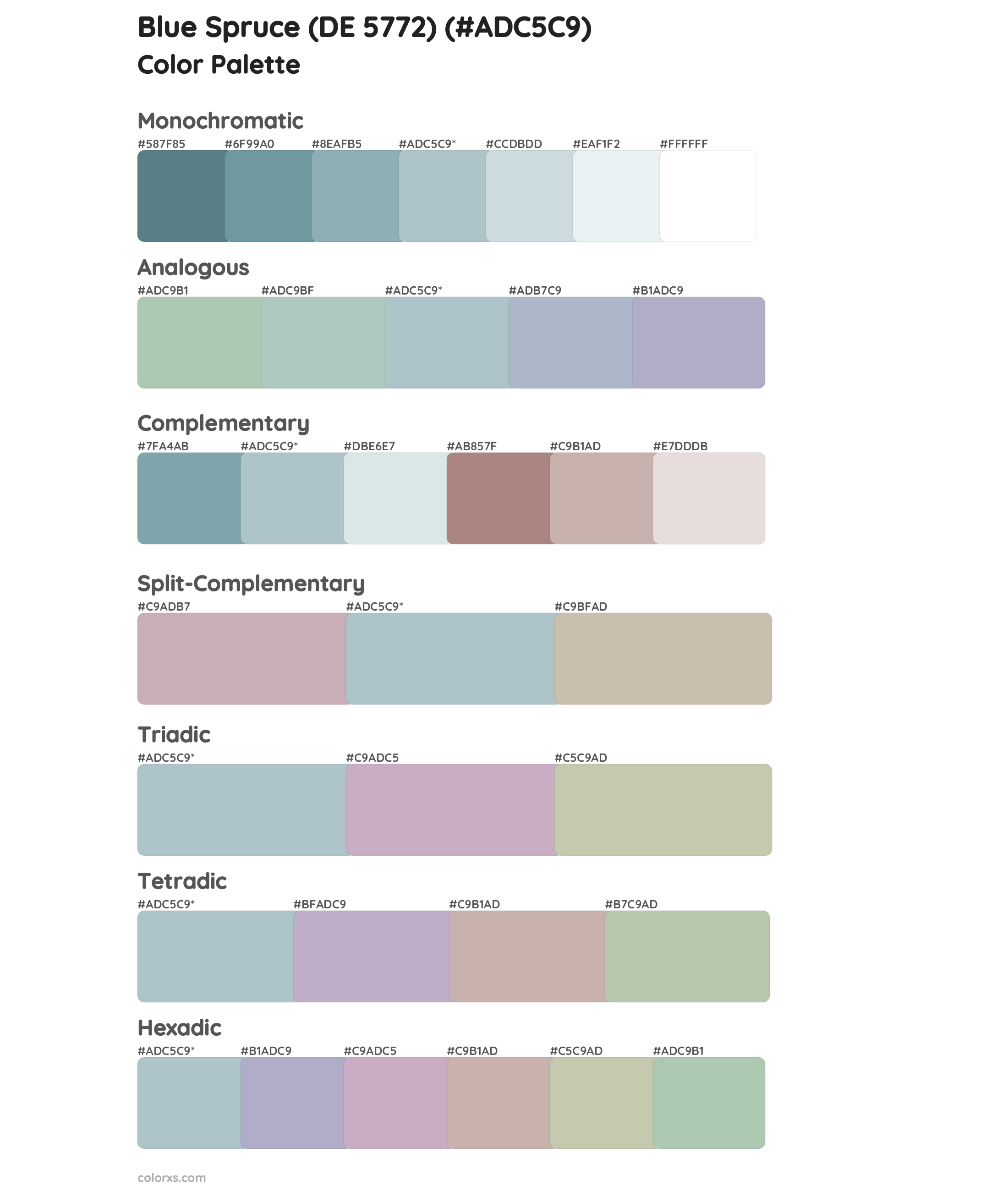 Blue Spruce (DE 5772) Color Scheme Palettes