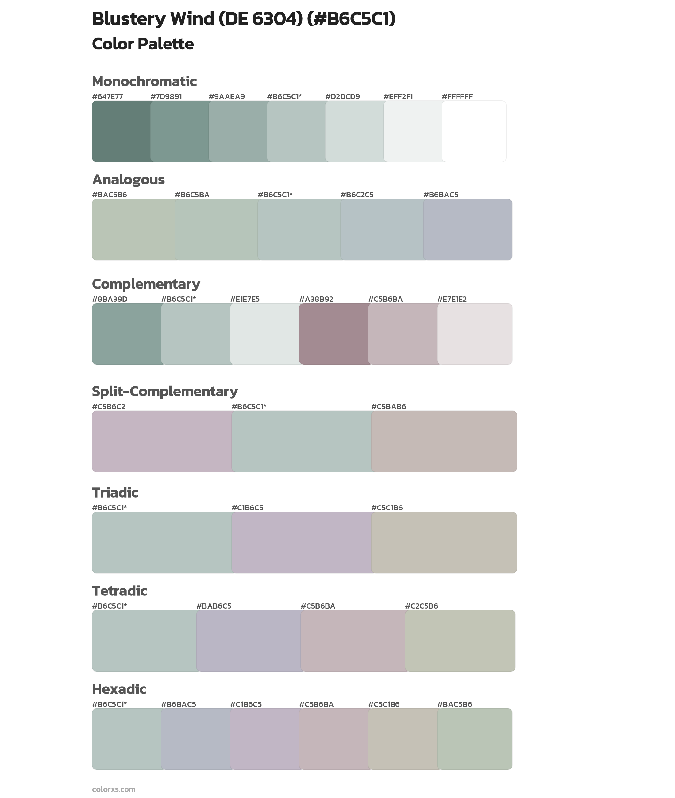 Blustery Wind (DE 6304) Color Scheme Palettes