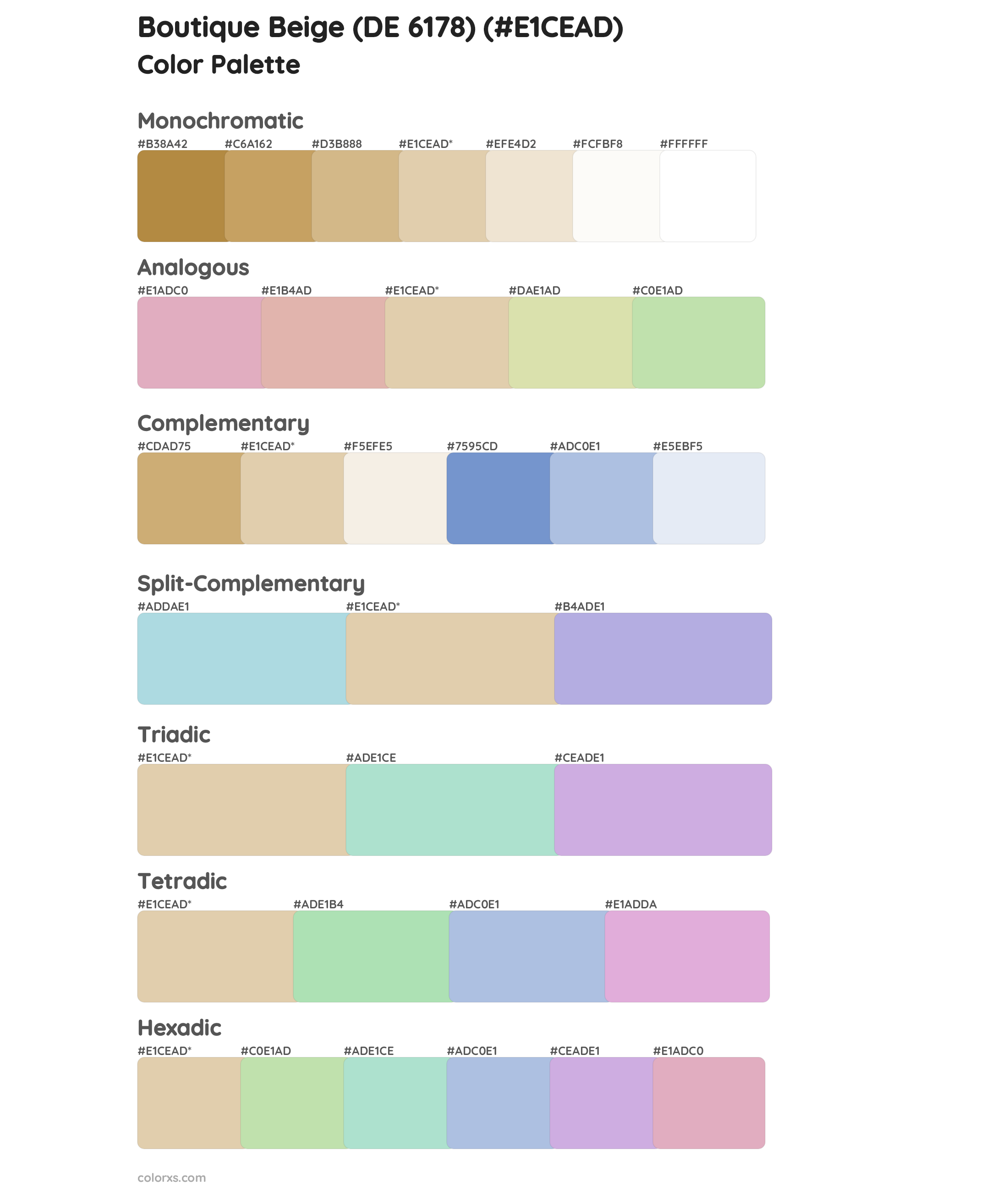 Boutique Beige (DE 6178) Color Scheme Palettes