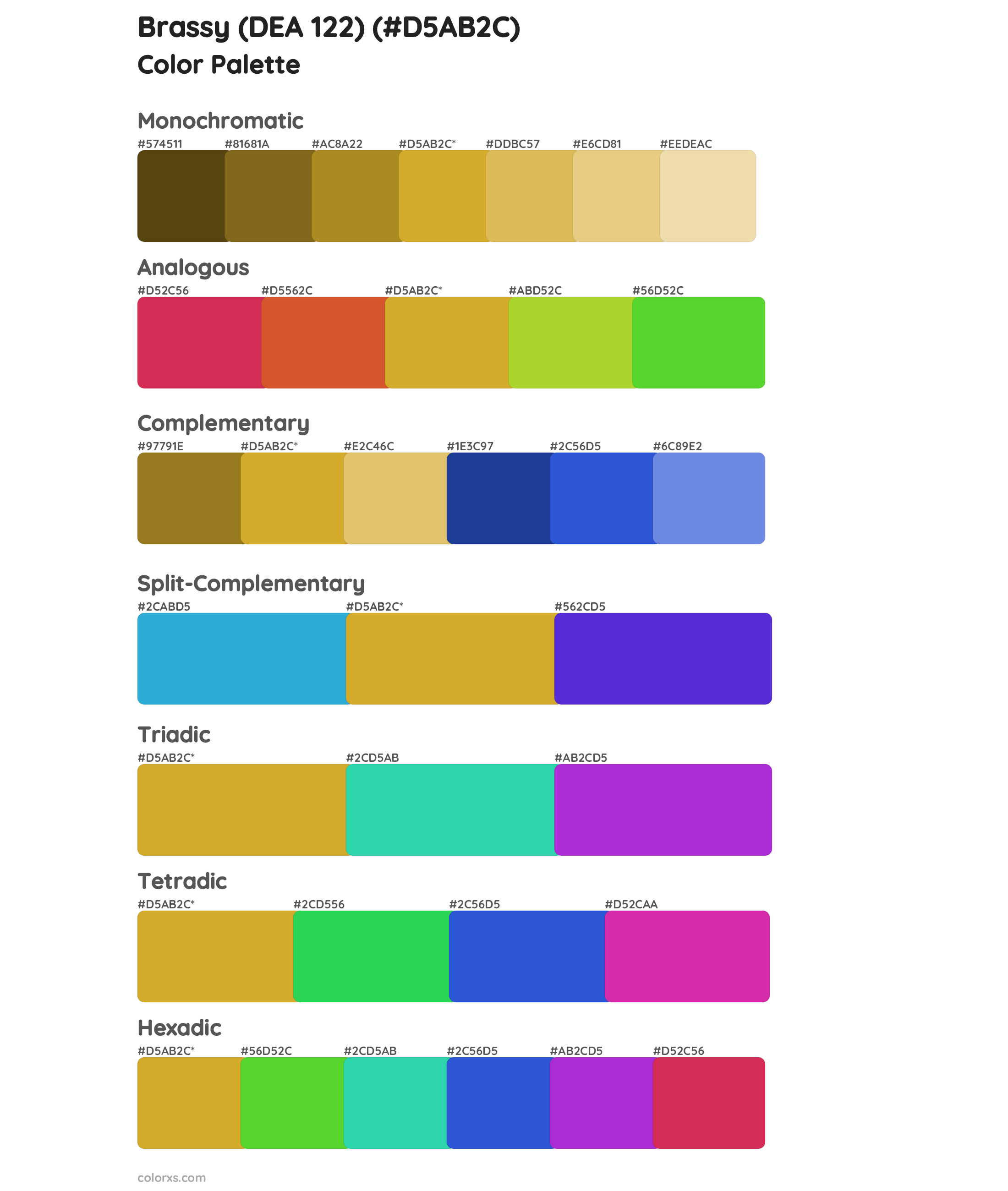 Brassy (DEA 122) Color Scheme Palettes