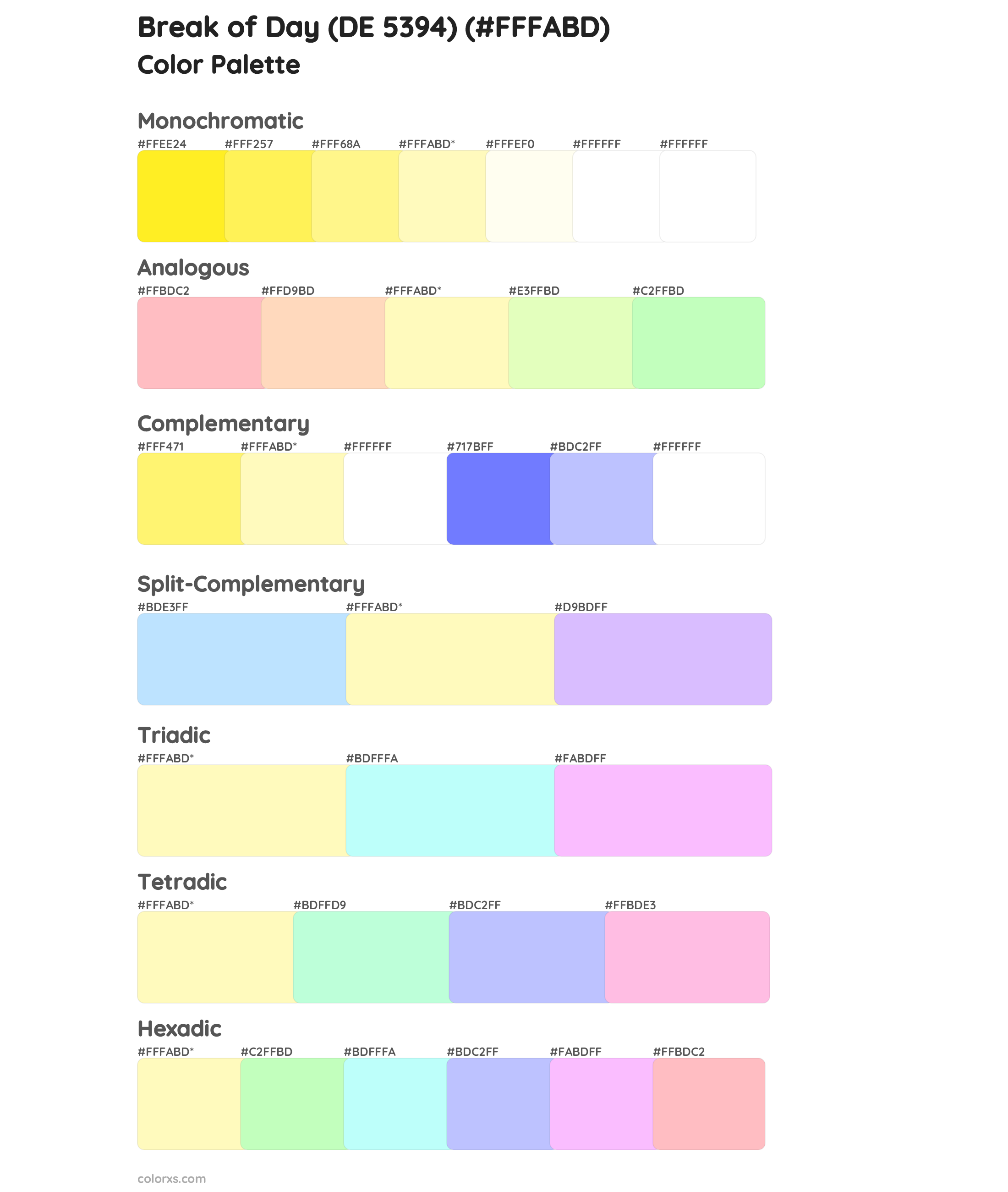 Break of Day (DE 5394) Color Scheme Palettes