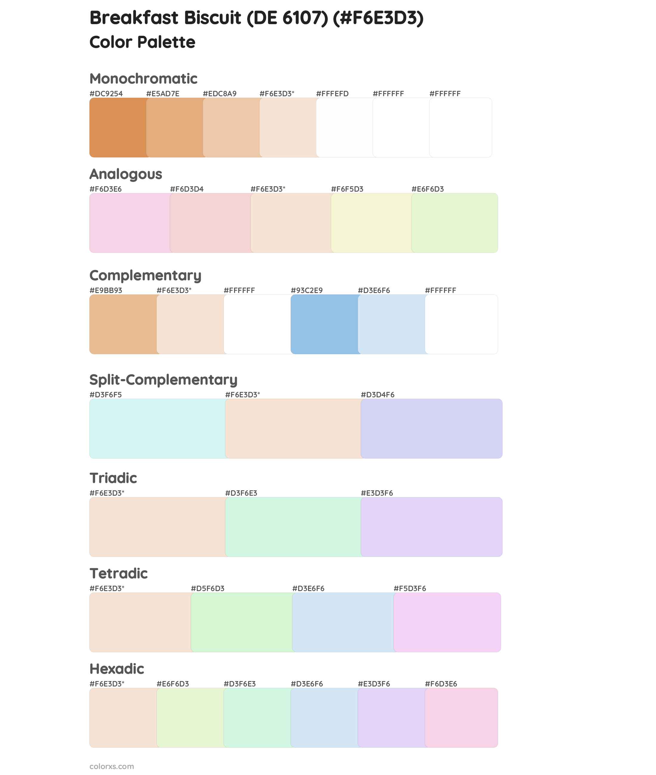 Breakfast Biscuit (DE 6107) Color Scheme Palettes