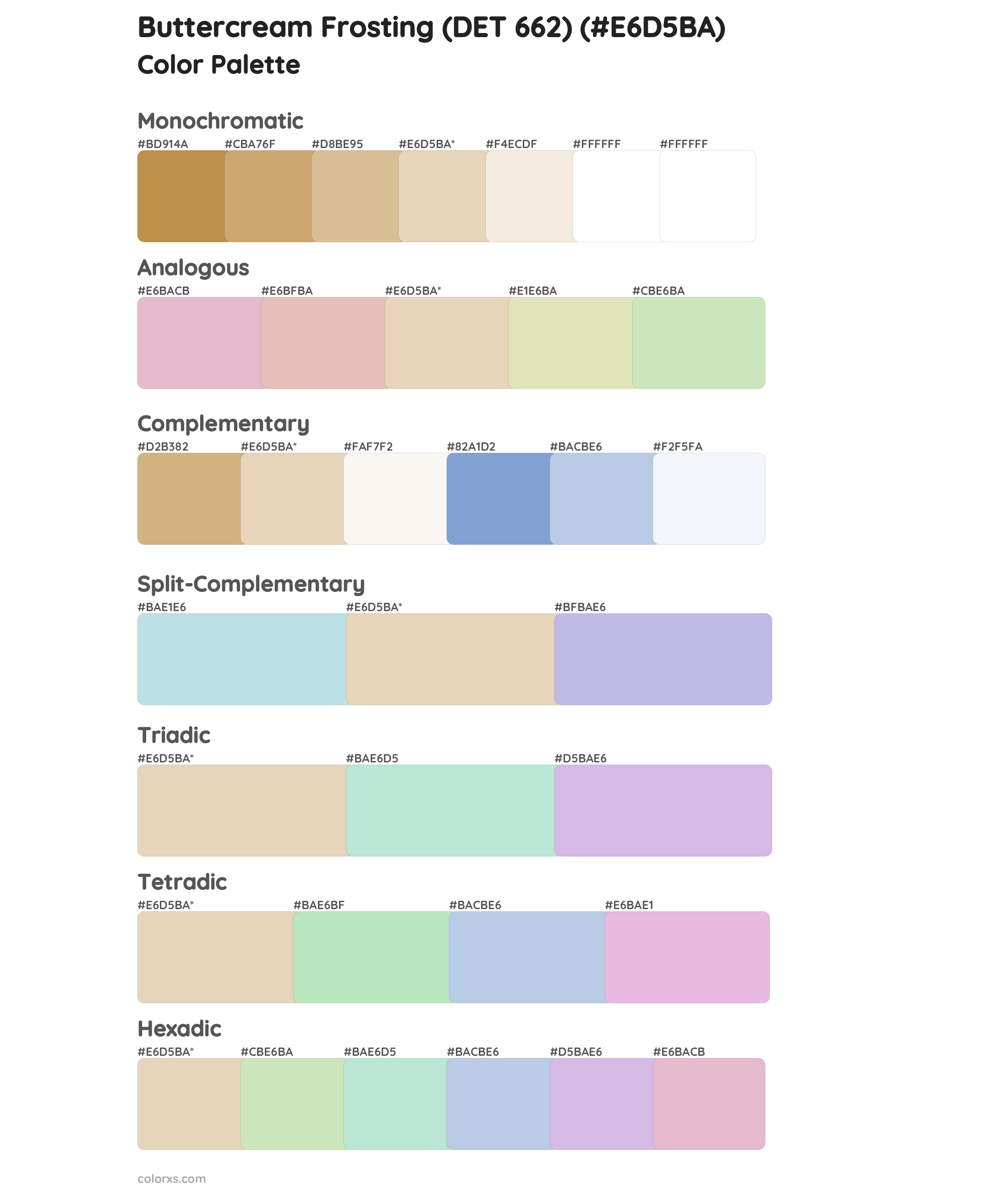 Buttercream Frosting (DET 662) Color Scheme Palettes