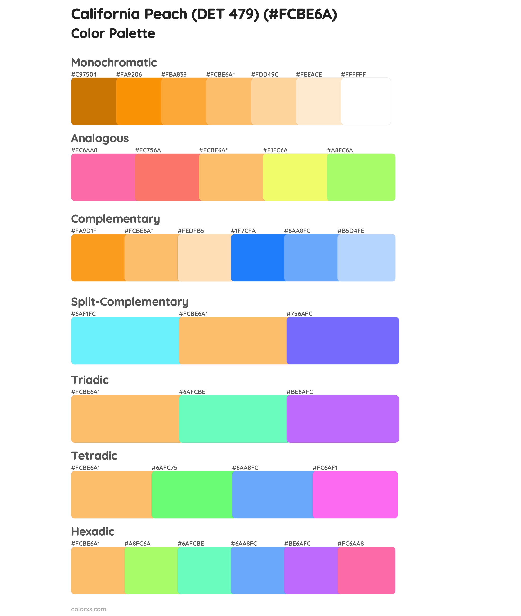 California Peach (DET 479) Color Scheme Palettes