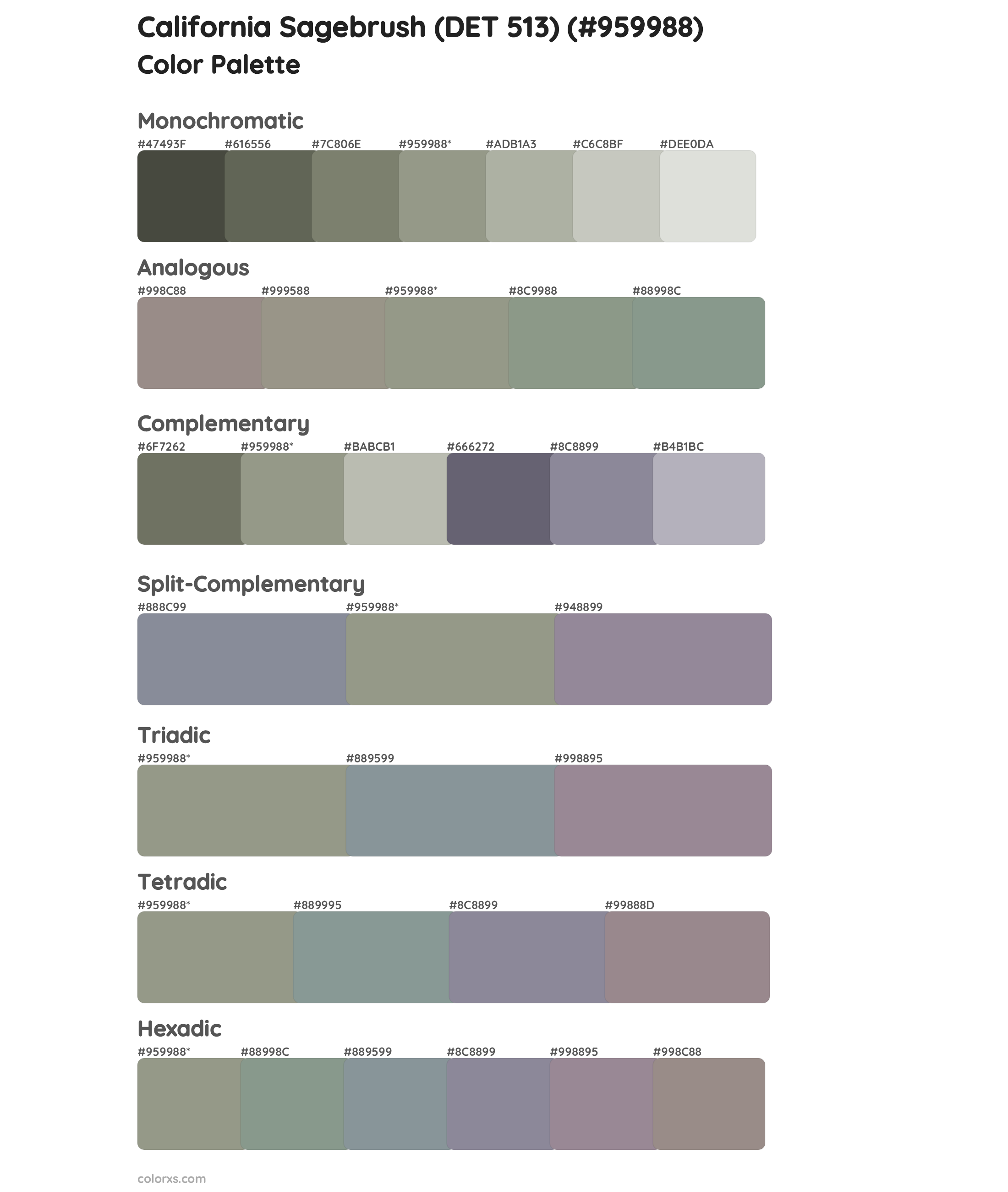 California Sagebrush (DET 513) Color Scheme Palettes