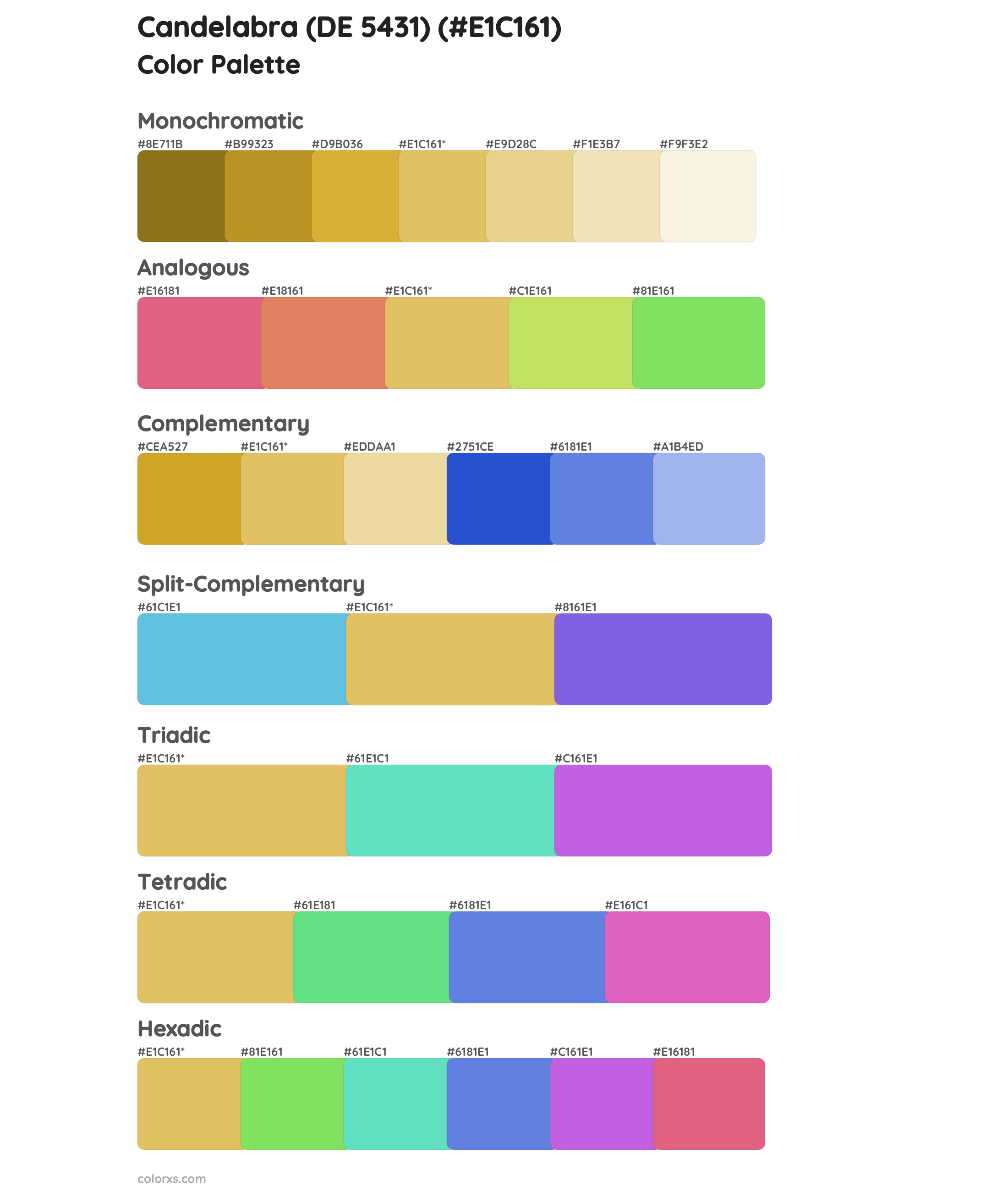 Candelabra (DE 5431) Color Scheme Palettes