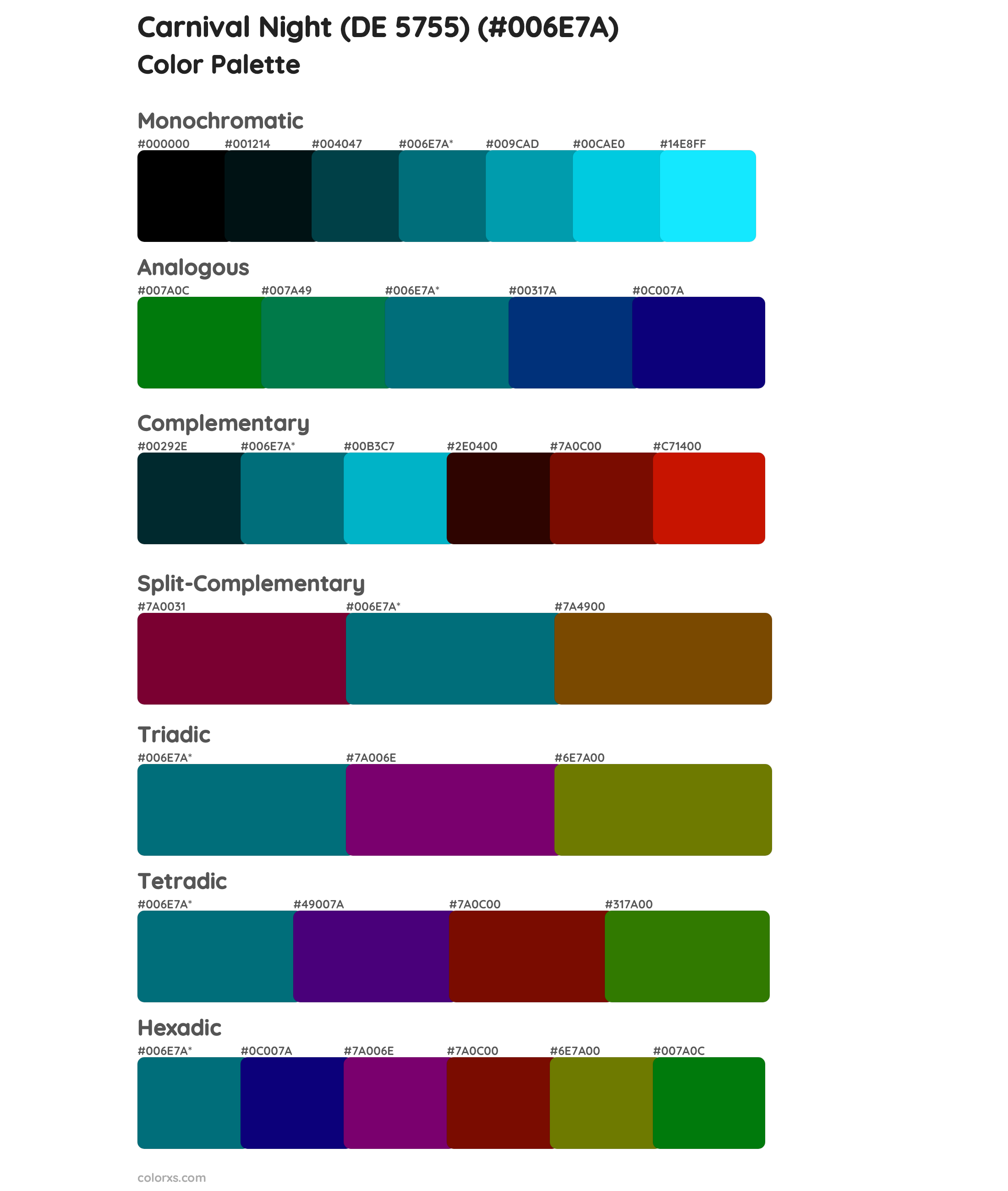 Carnival Night (DE 5755) Color Scheme Palettes