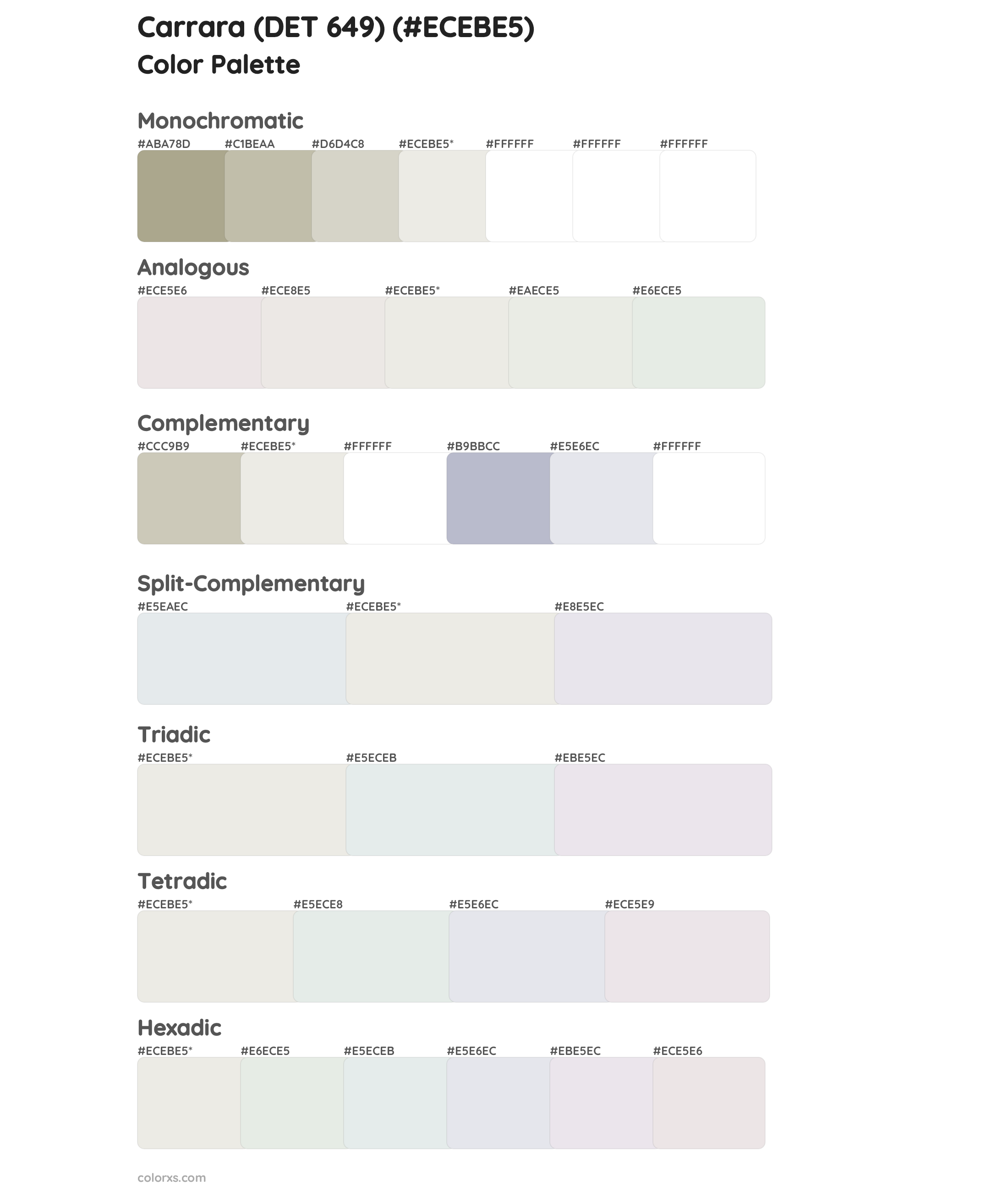 Carrara (DET 649) Color Scheme Palettes