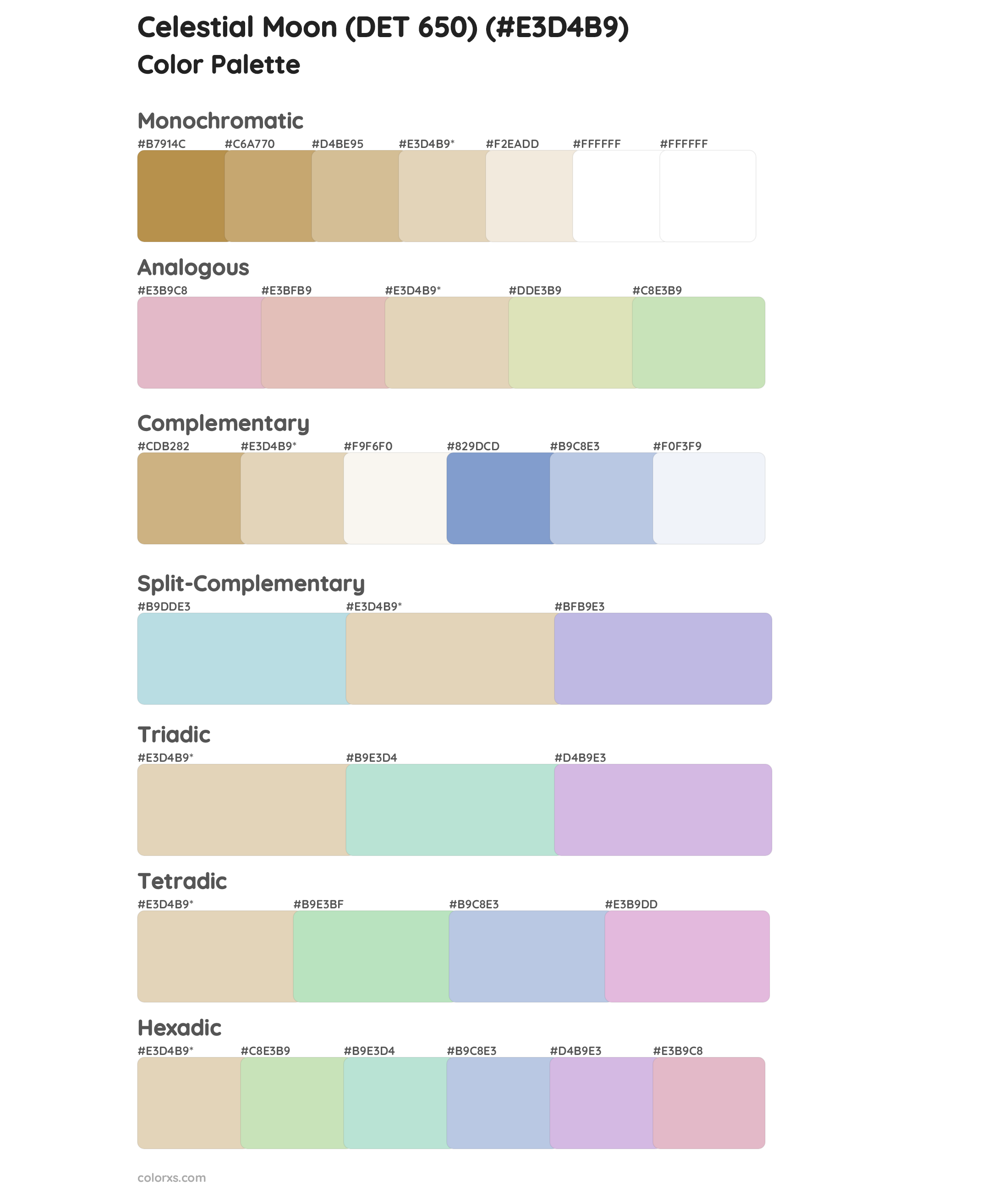 Celestial Moon (DET 650) Color Scheme Palettes